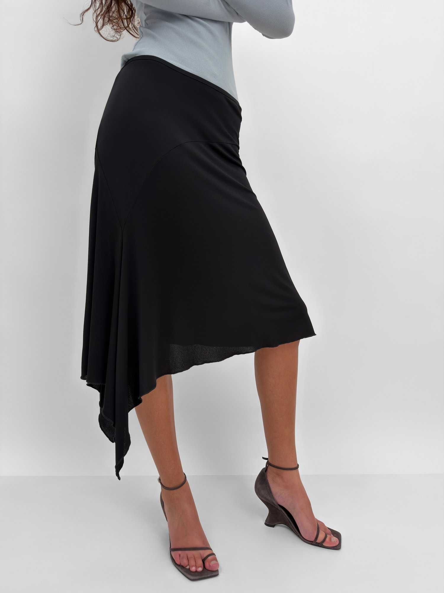 The Rimini asymmetric jersey skirt