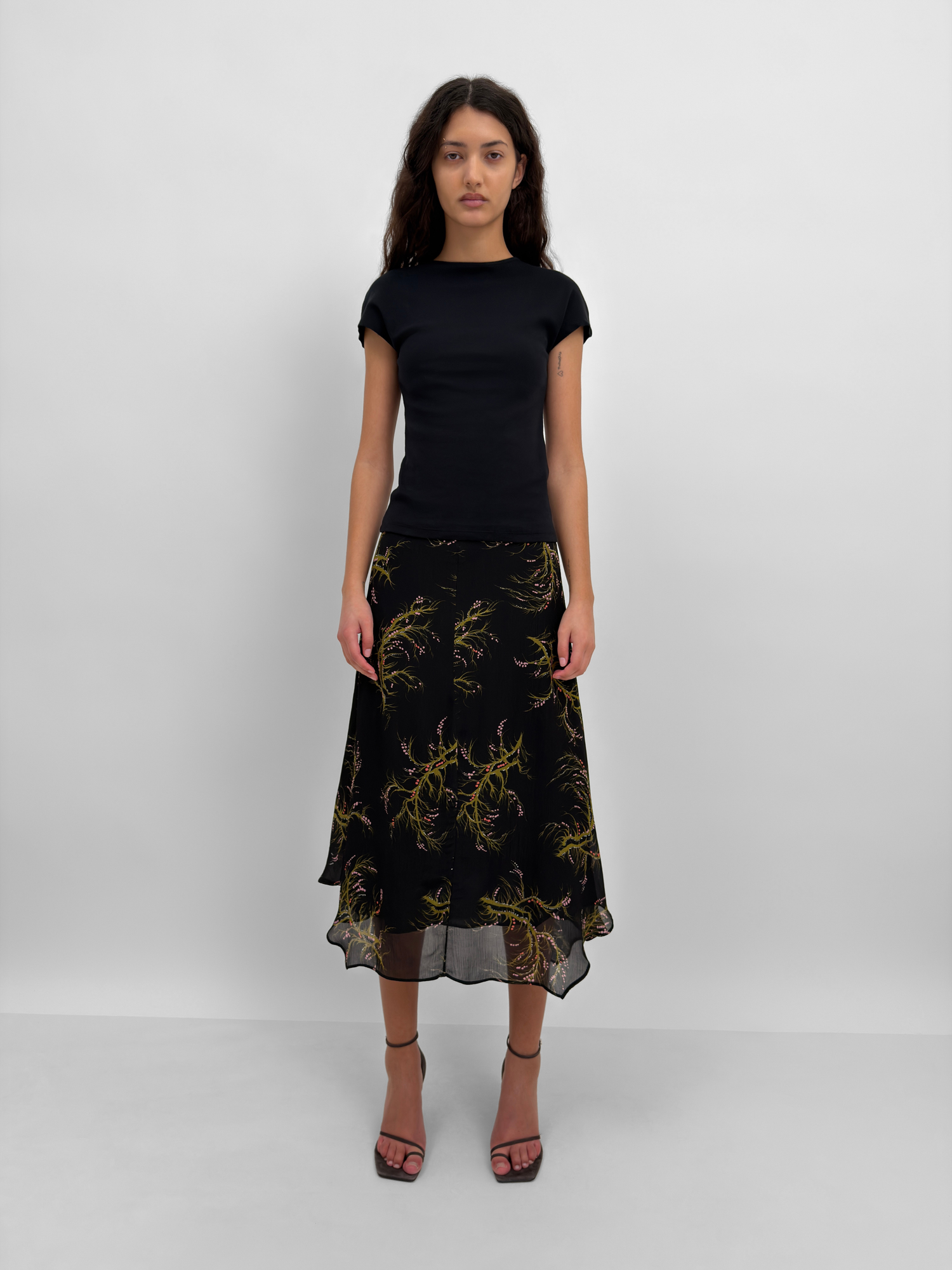 The Amalia fluid skirt in Seaweed