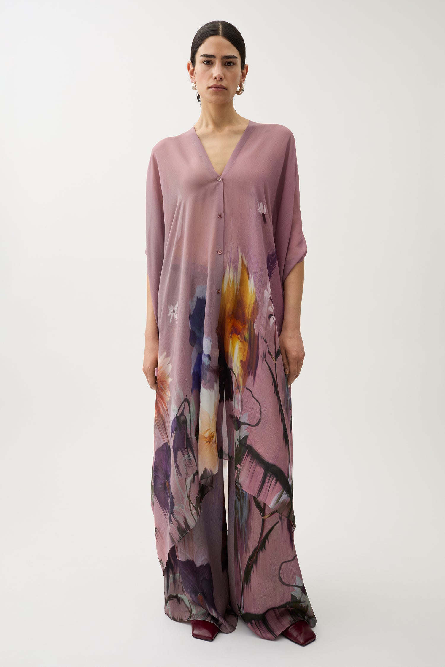 Agave flower paint caftan