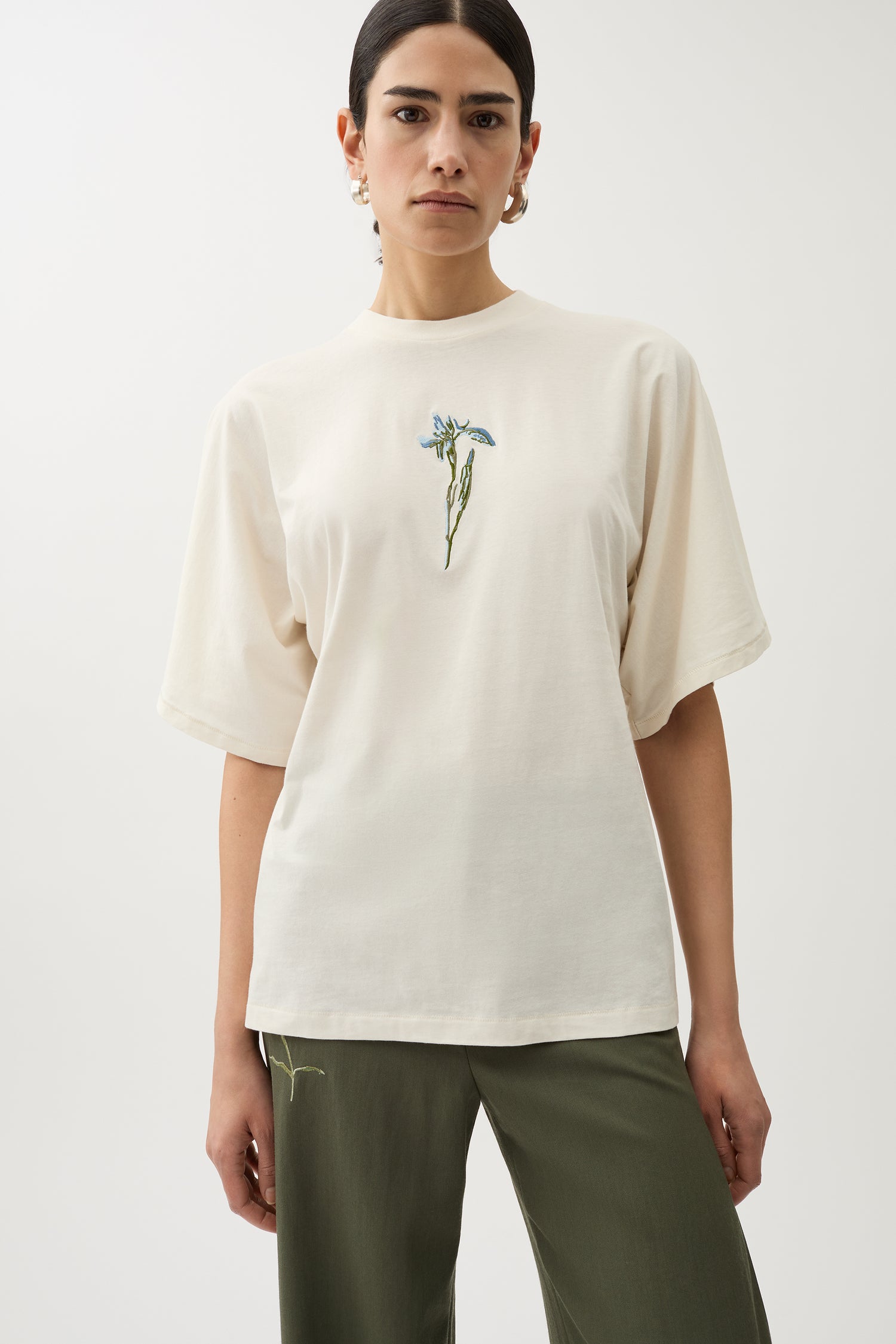 Pop embroidery jersey top