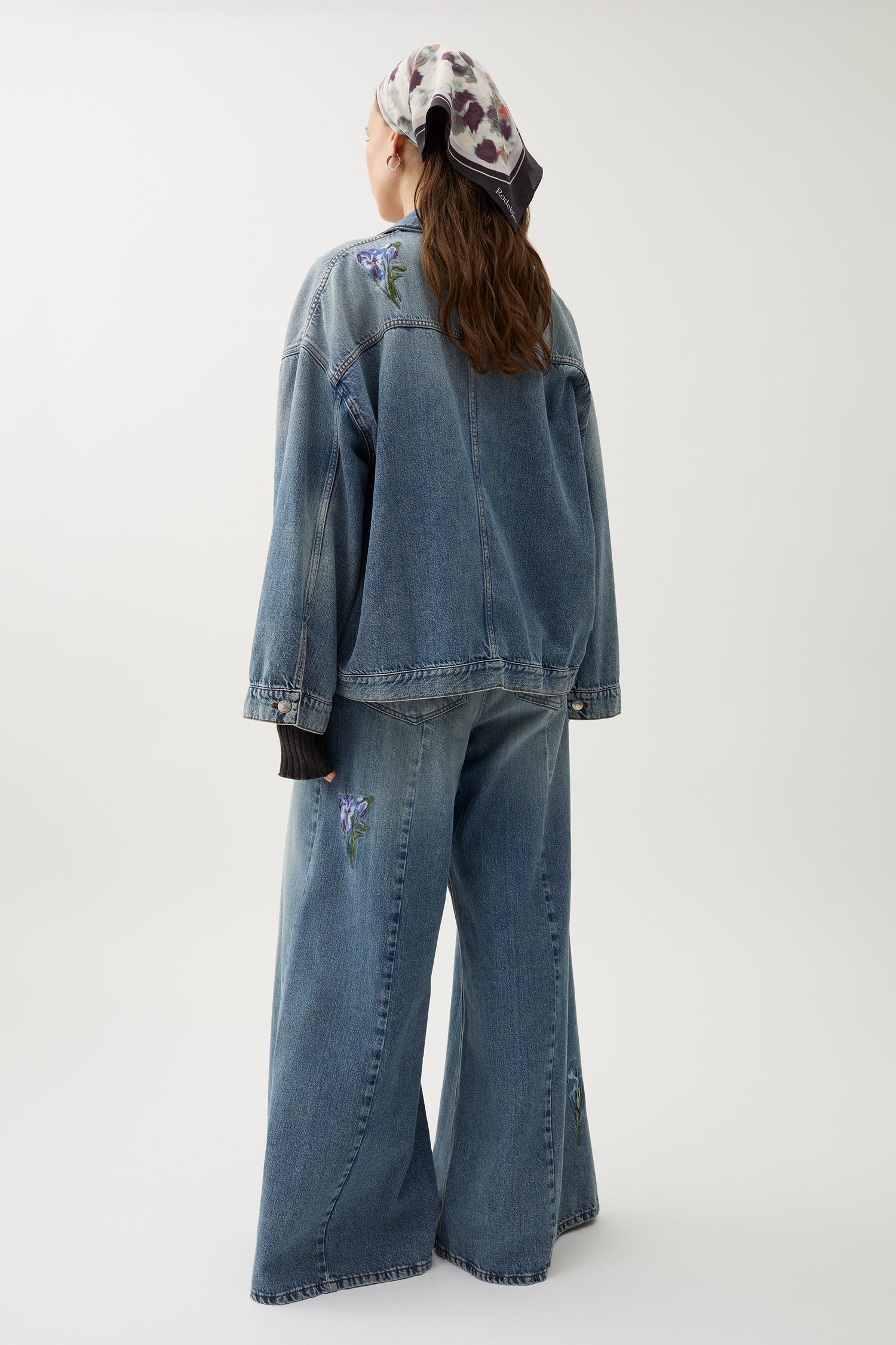 Bat embroidery denim jacket