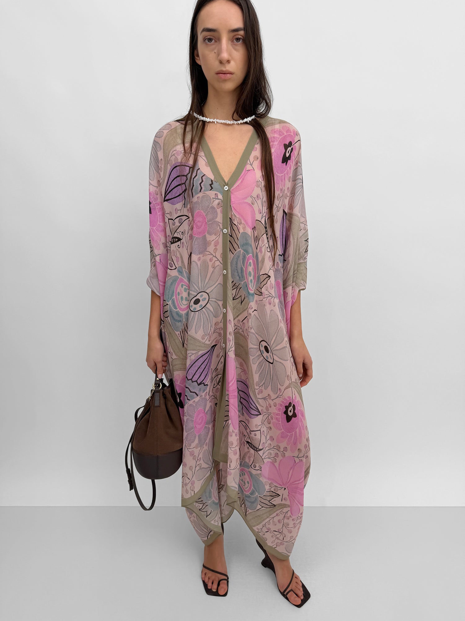The Agave silk caftan in Ducharne