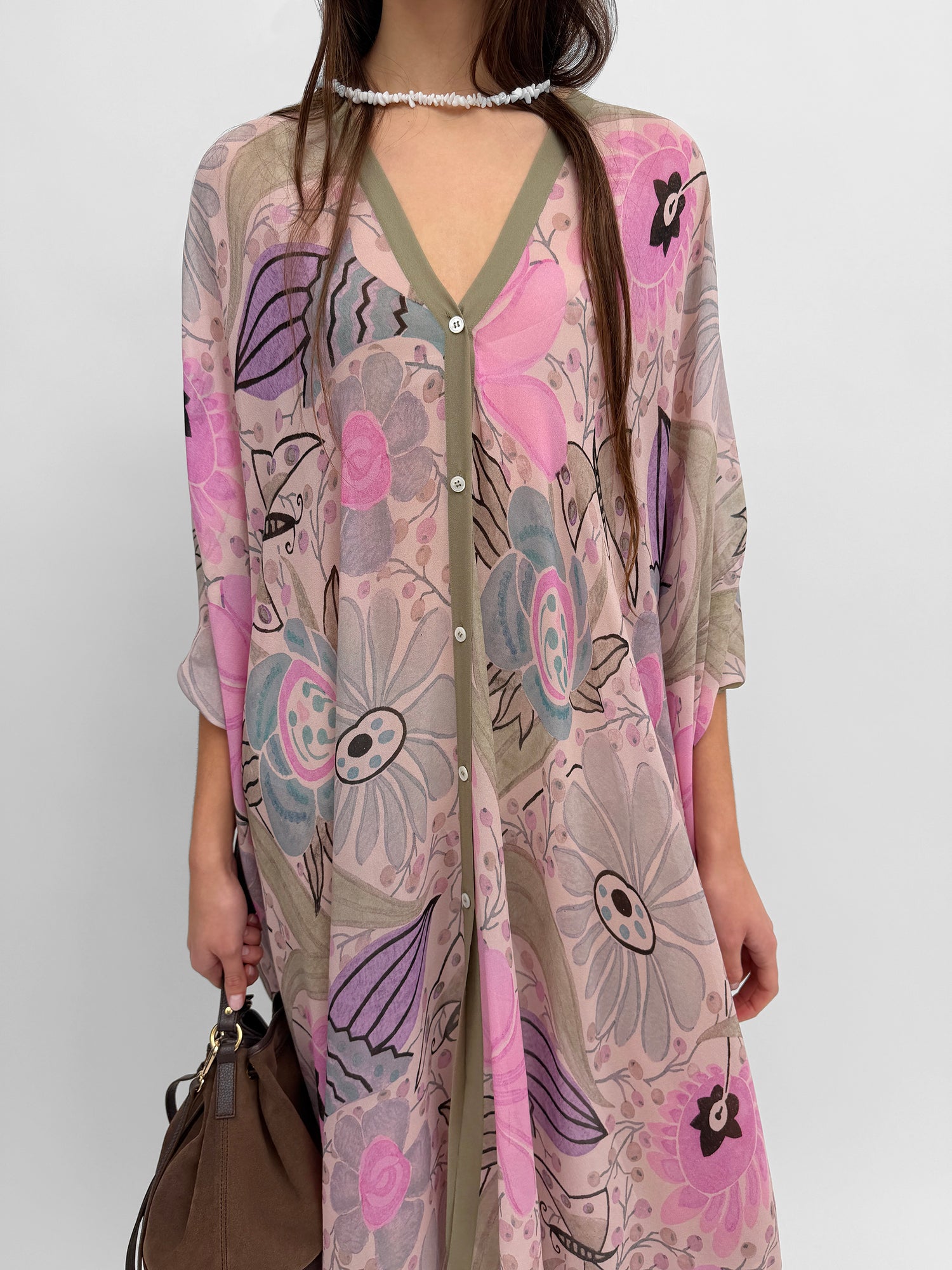 The Agave silk caftan in Ducharne