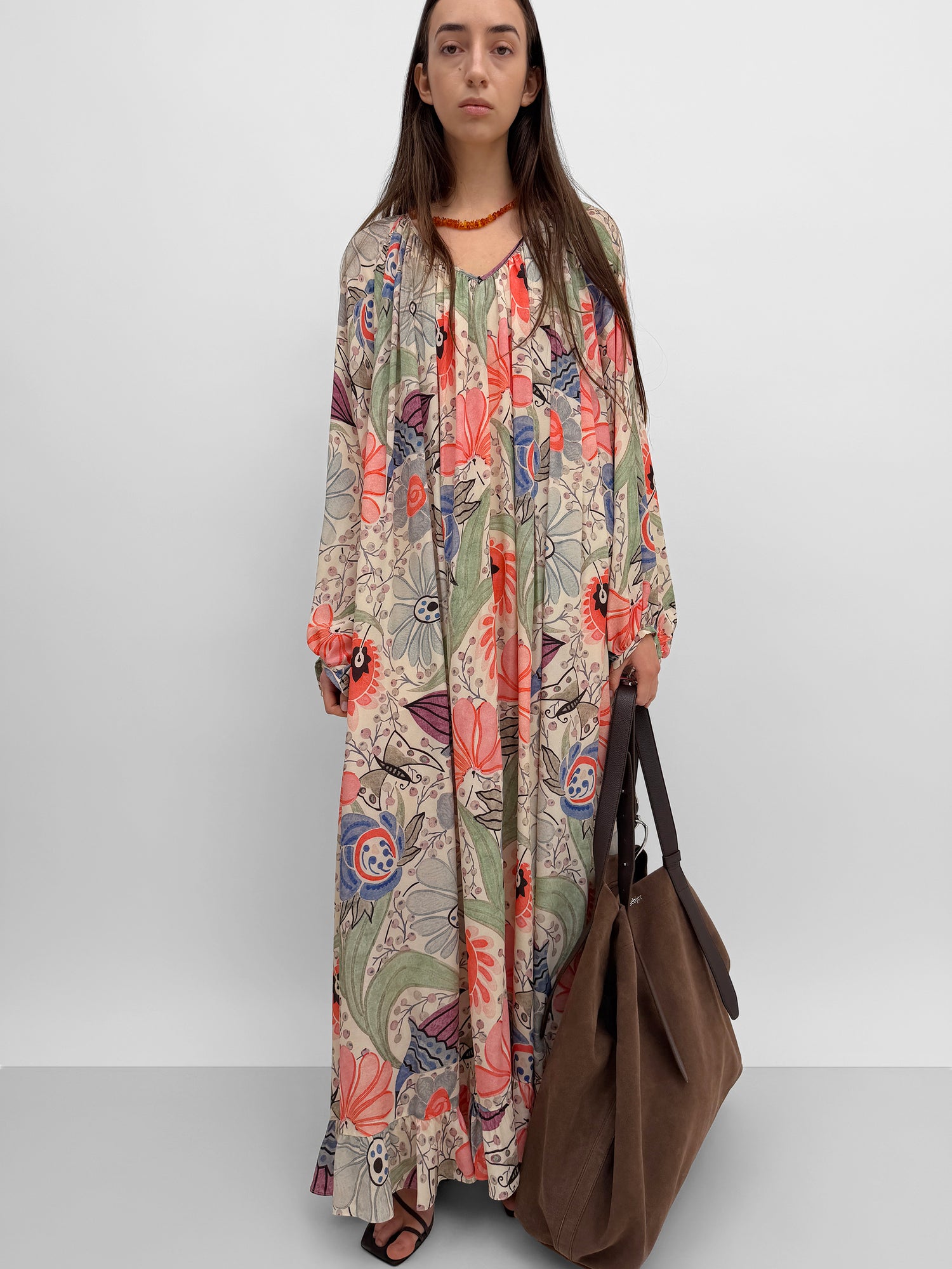 The Amora light silk dress in print