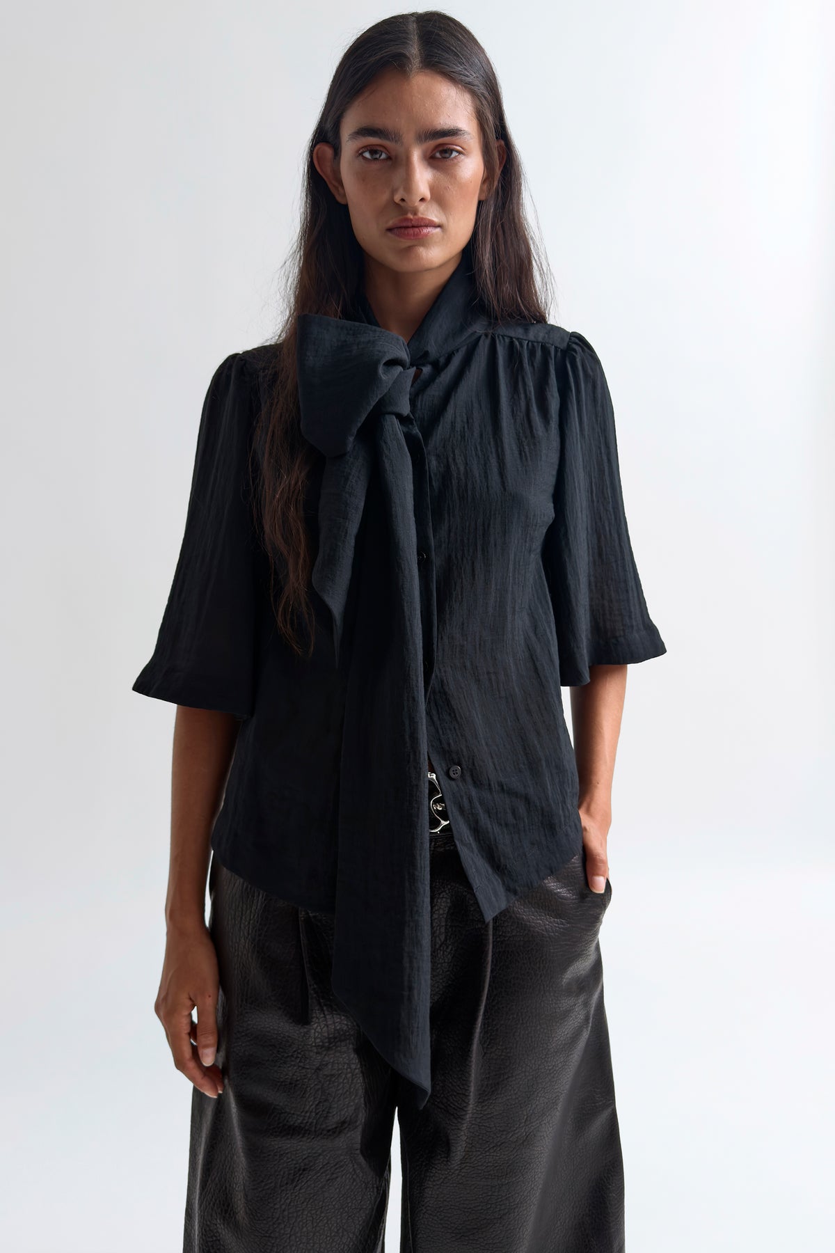 The Anya airy scarf blouse