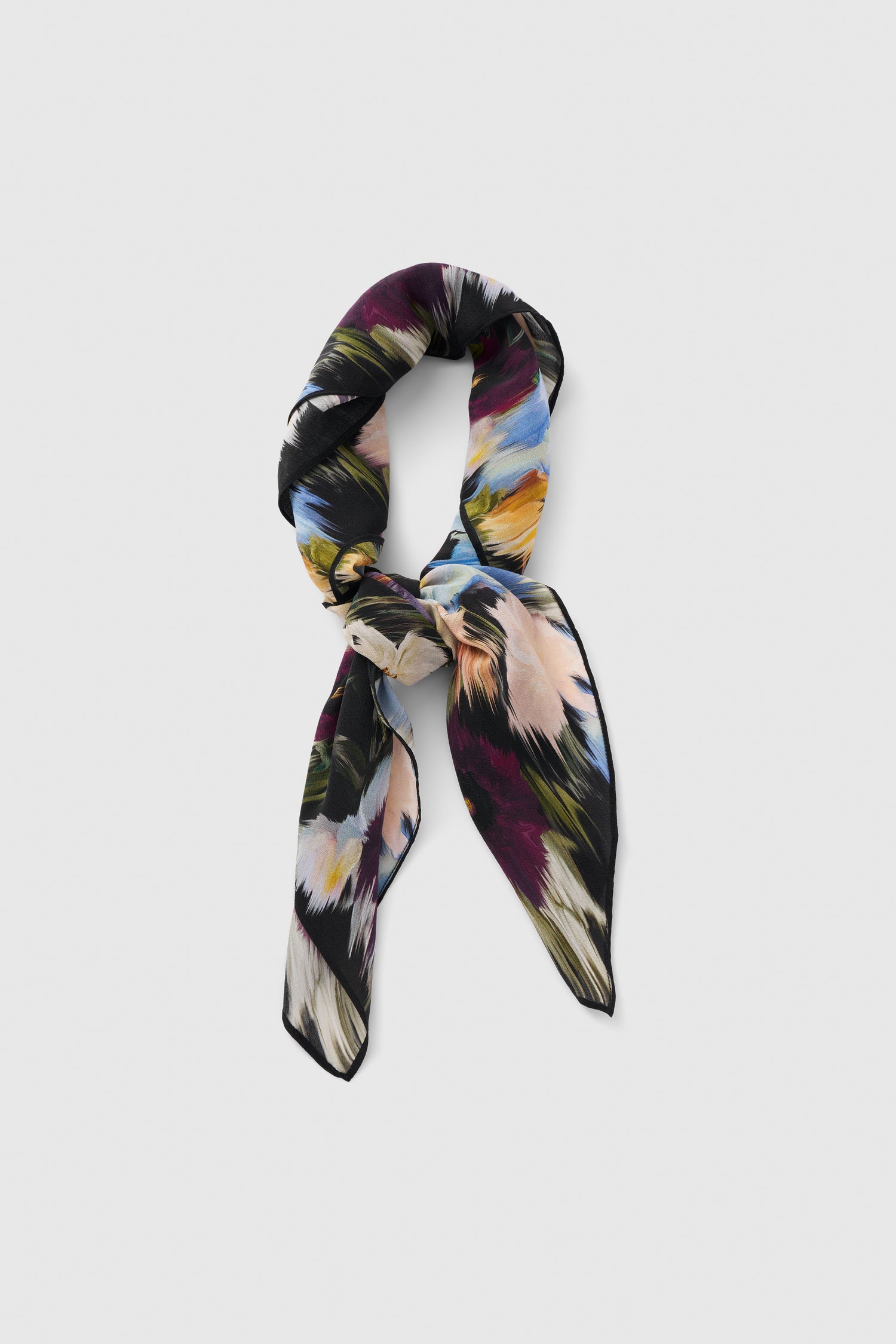 Flower border silk scarf