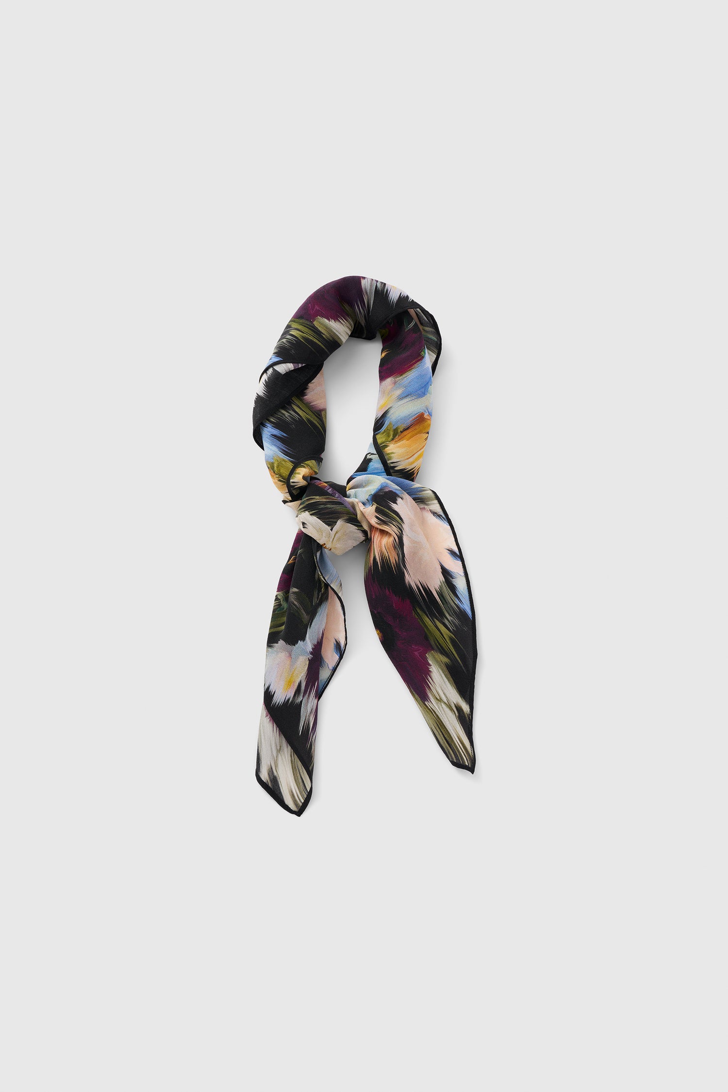 Flower border silk scarf