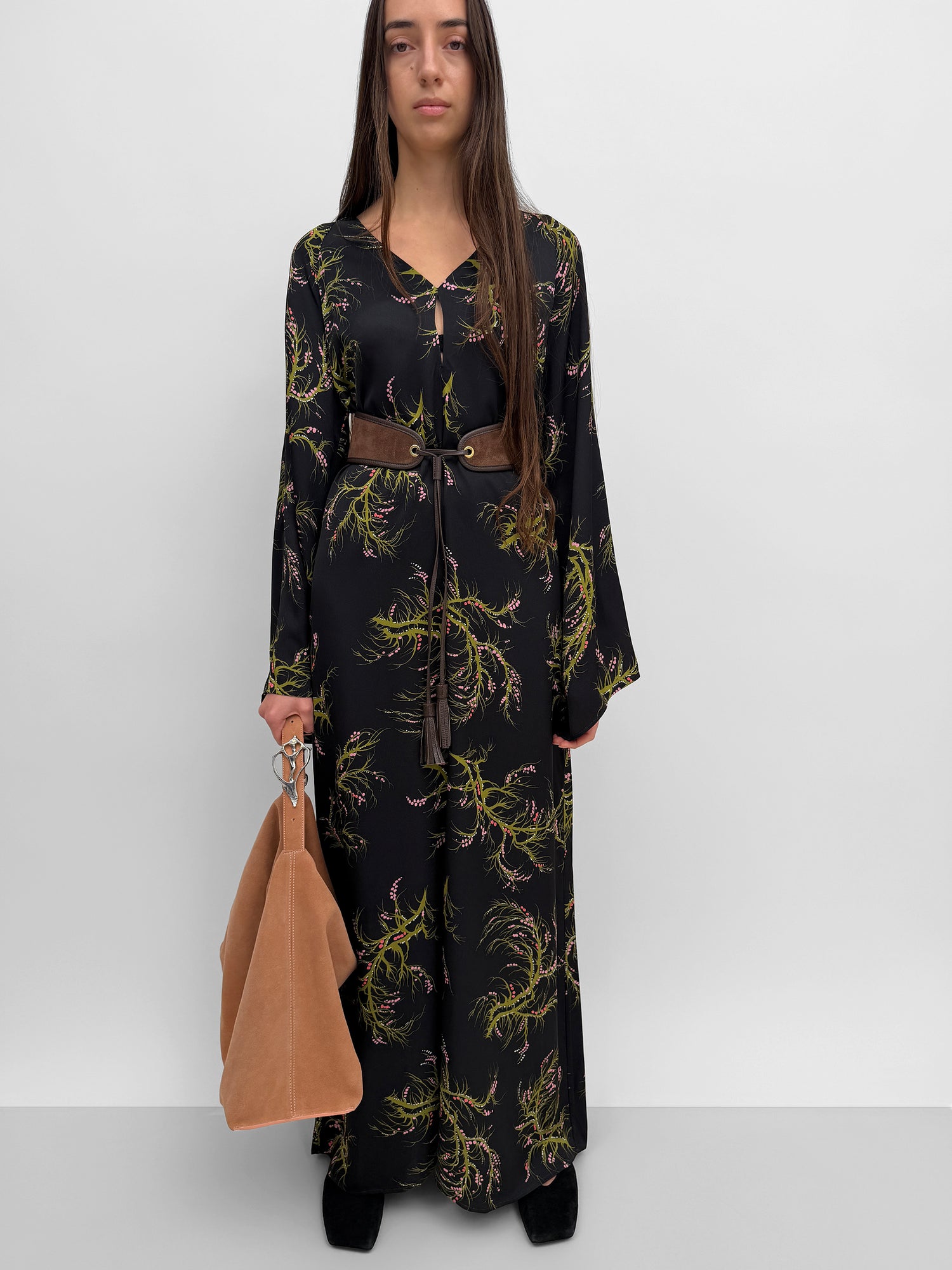 The Tassel leather and suede belt