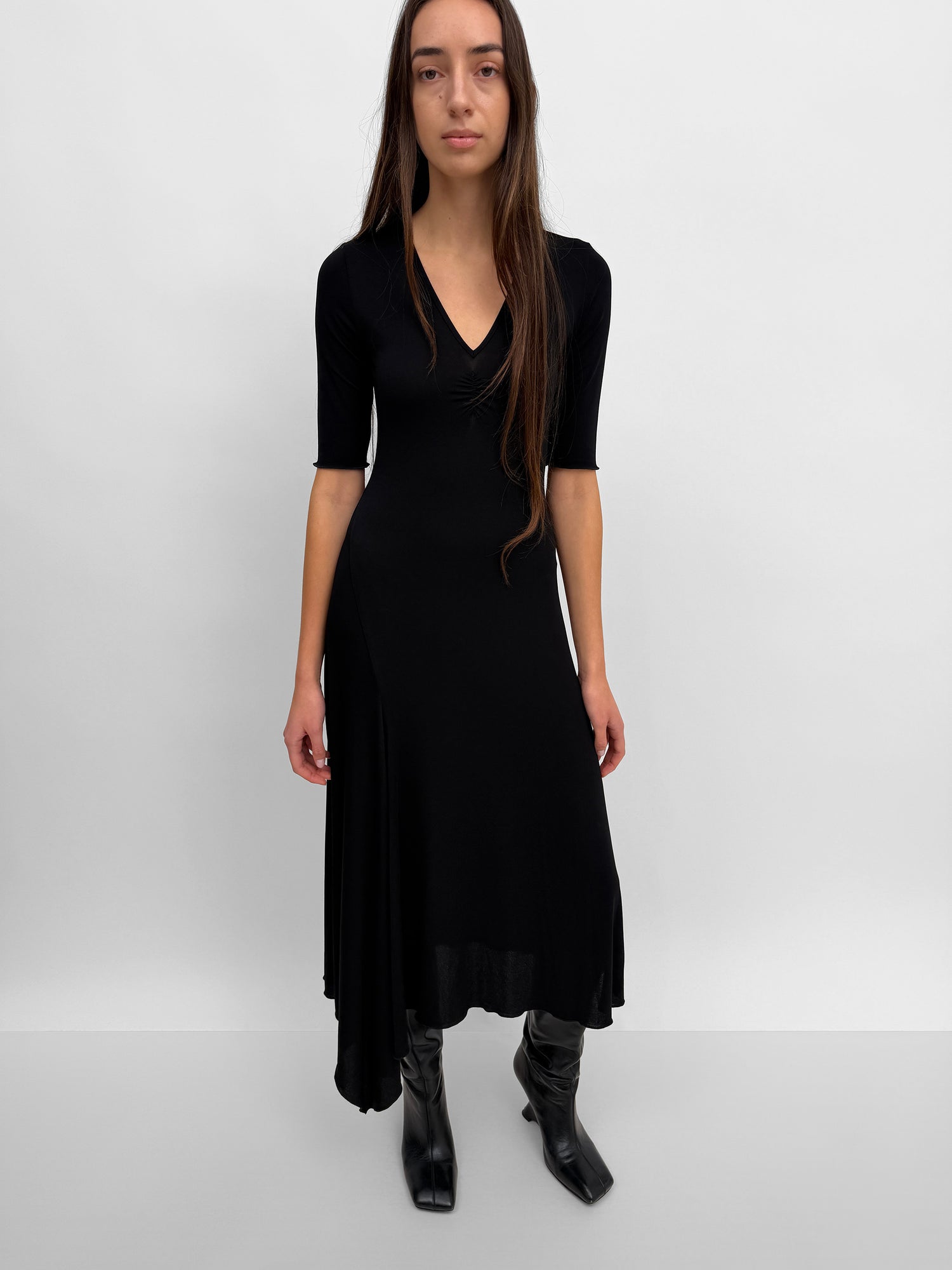 The Jett v-neck open back tricot dress