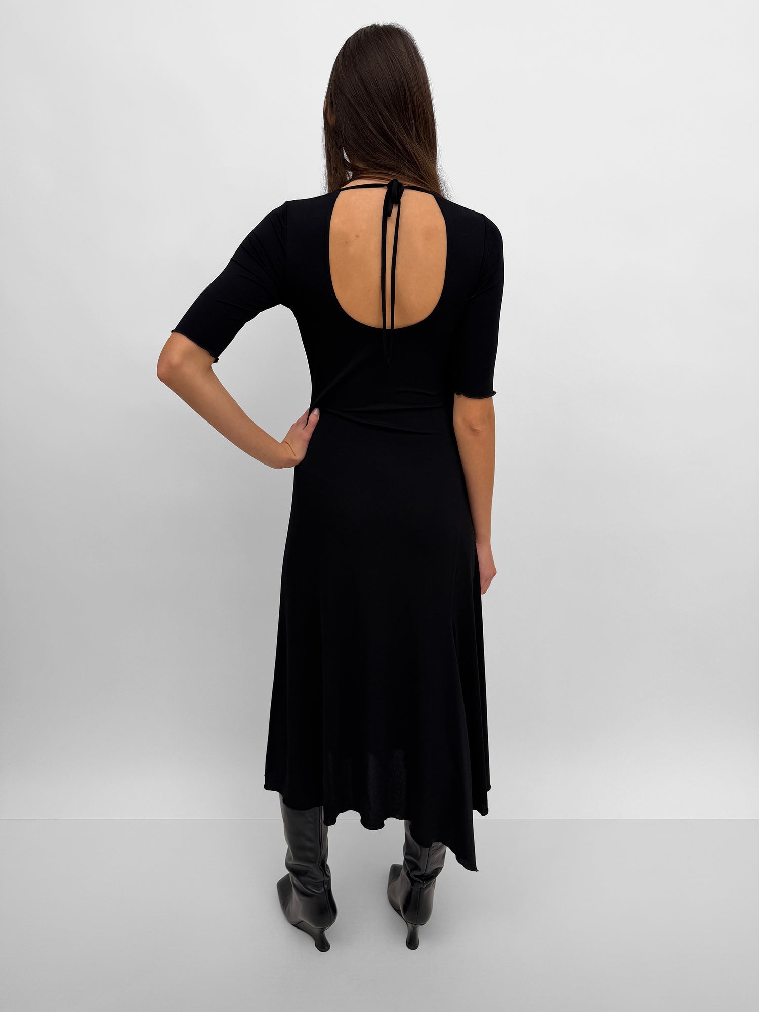 The Jett v-neck open back tricot dress