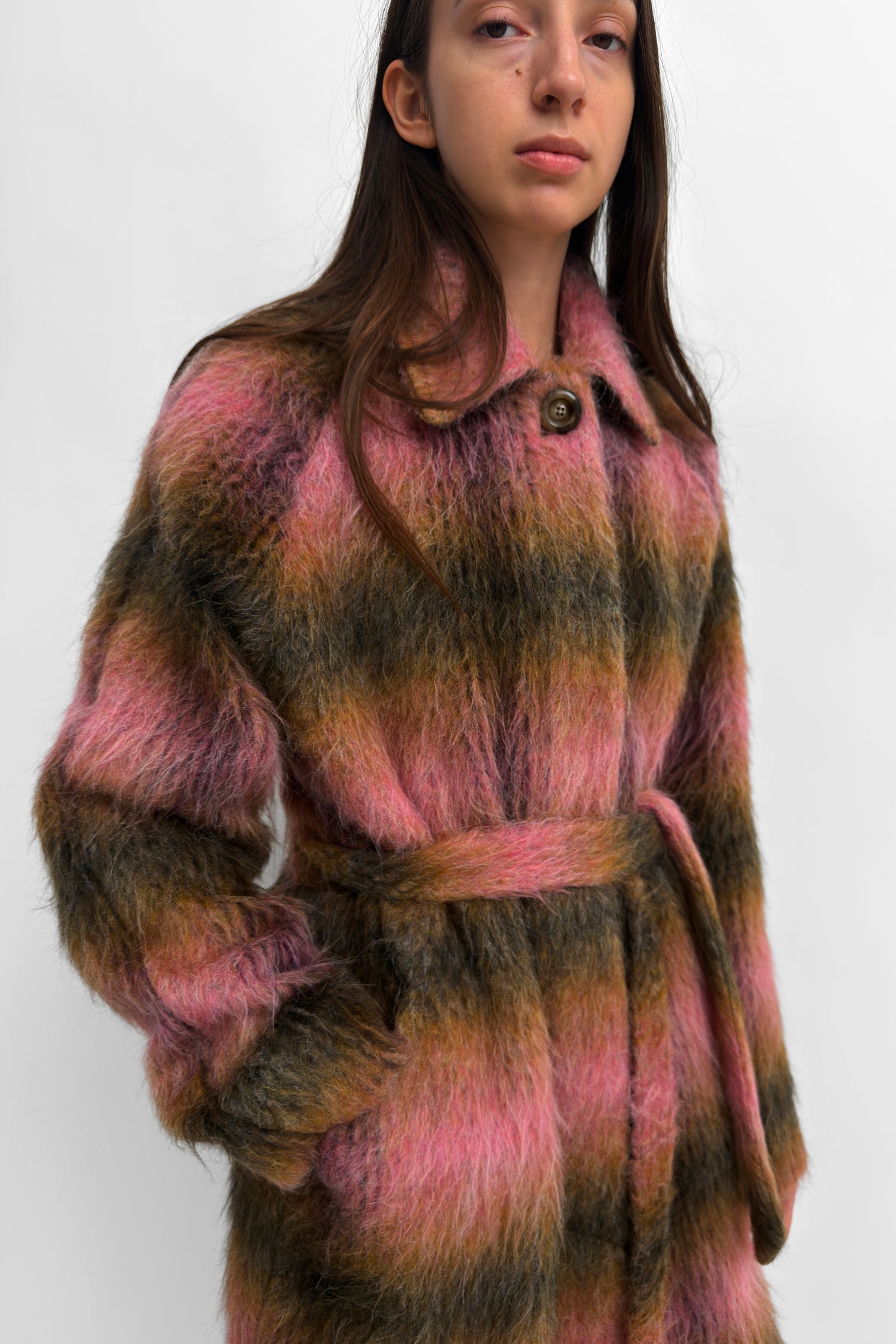 The Jimin fluffy checked coat