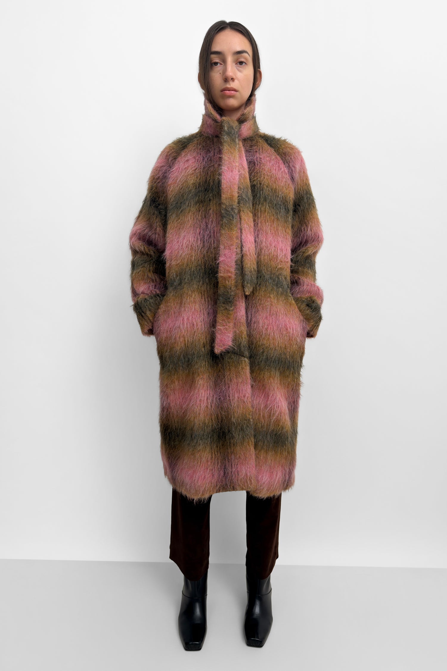 The Jimin fluffy checked coat