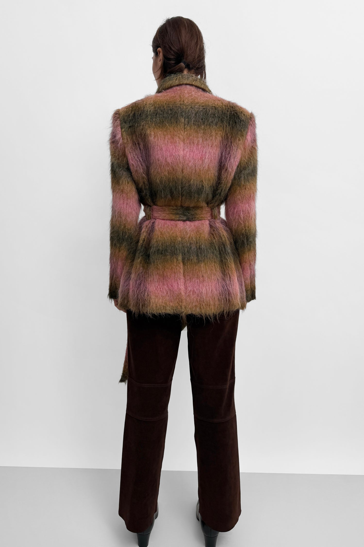 The Leah fluffy checked wool pea coat