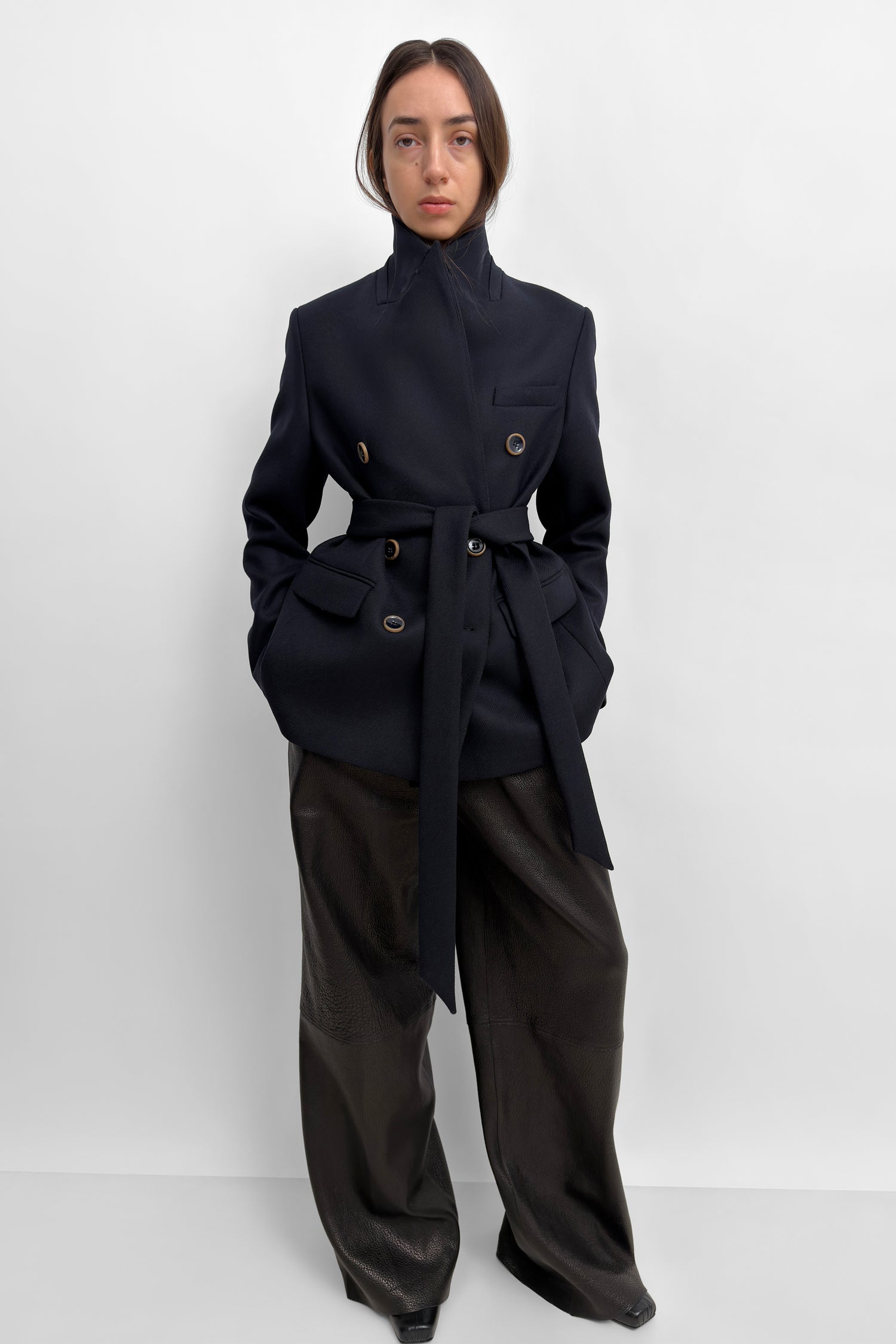 The Leah wool twill pea coat