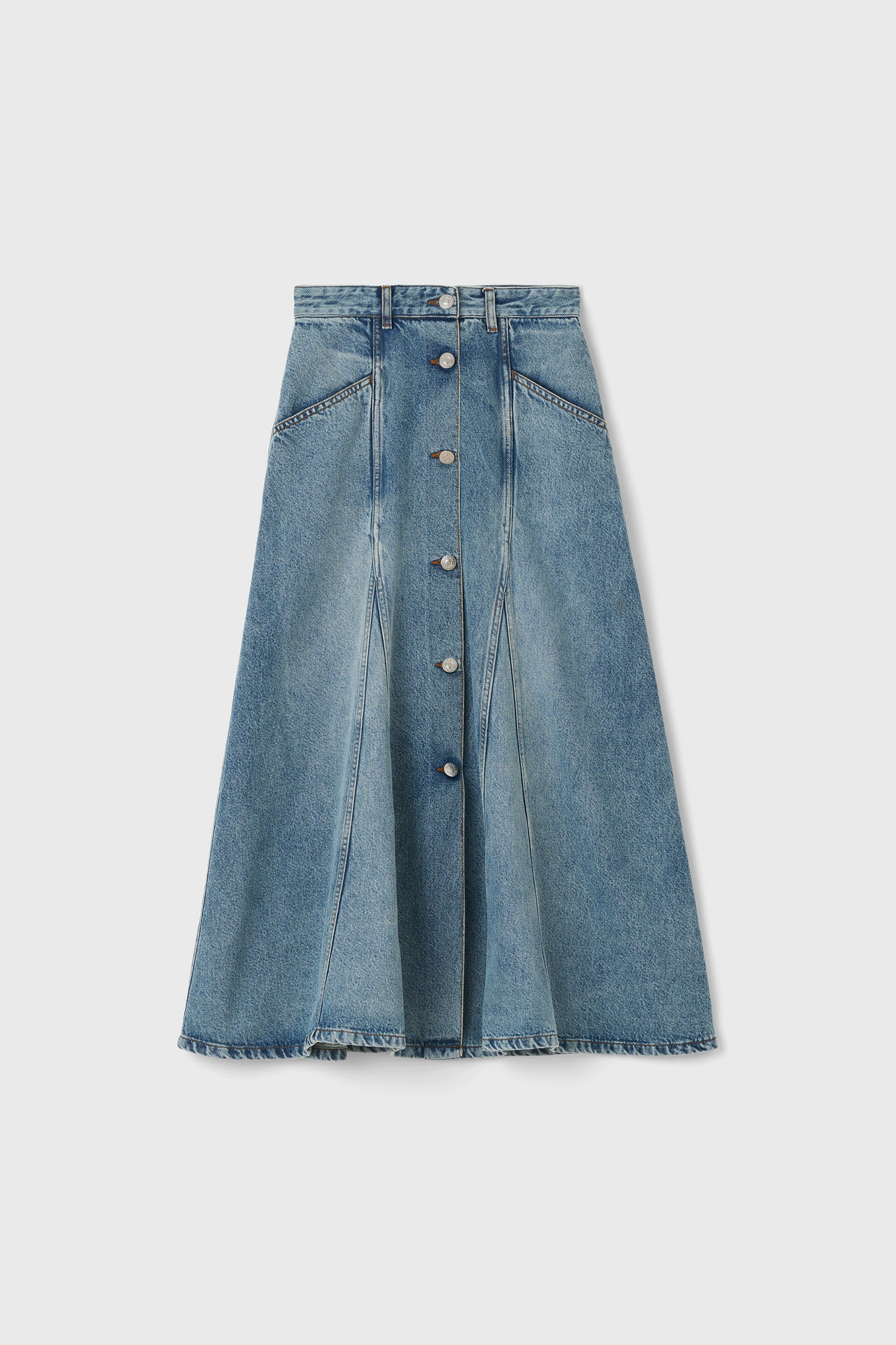 The London mid-calf denim skirt