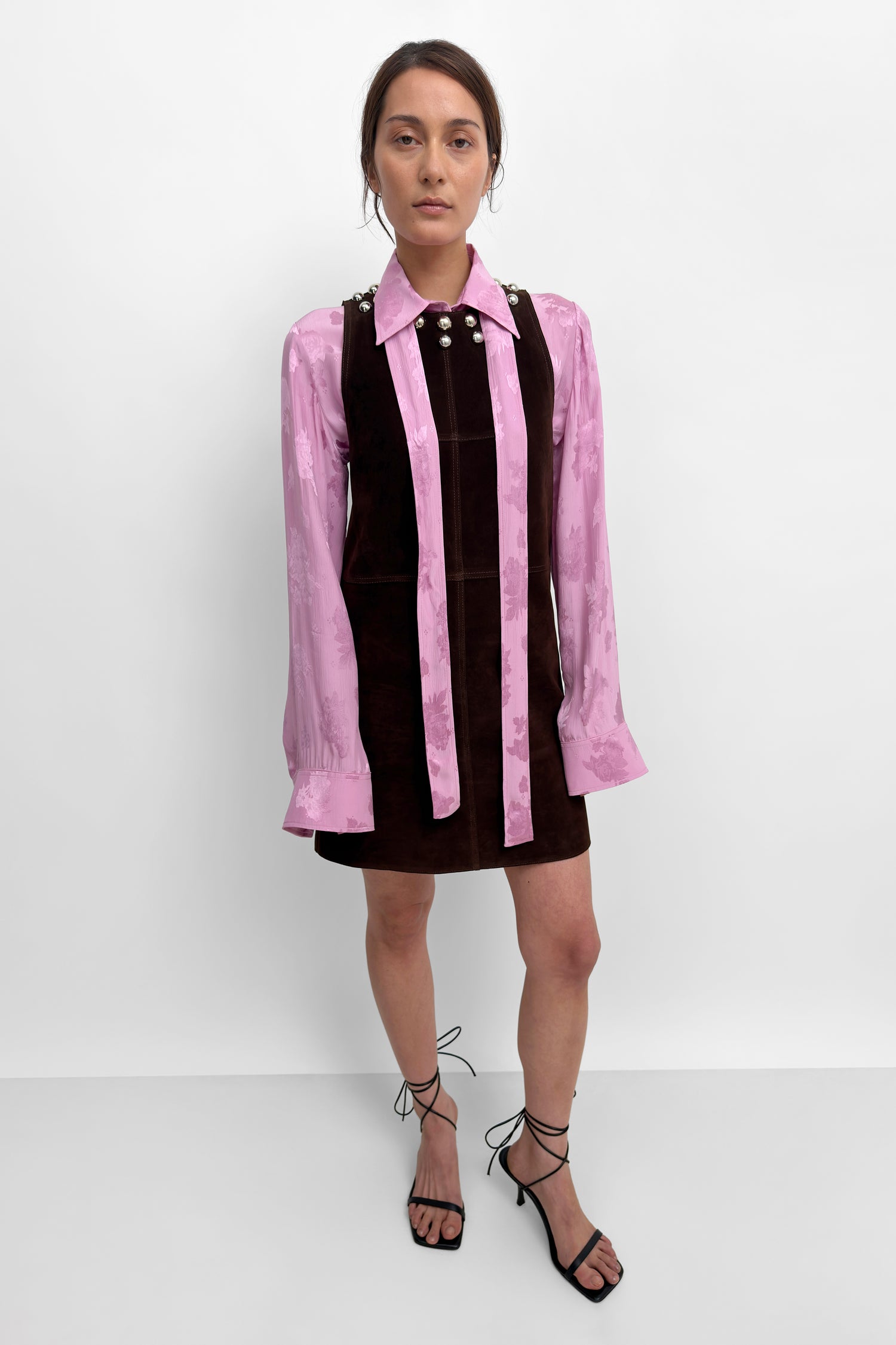 The Minji suede minidress with stud embellishment