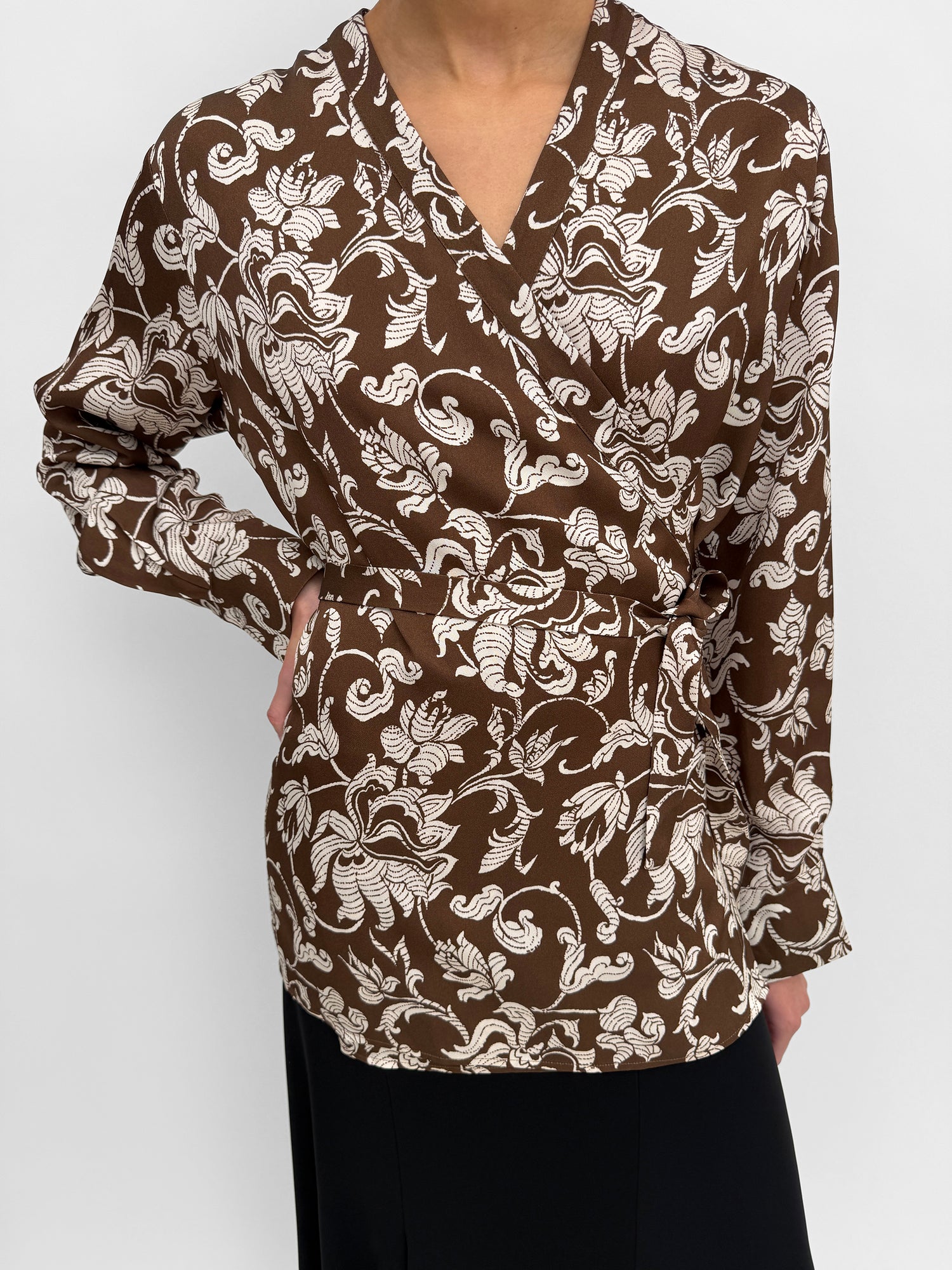 The Palmer wrap blouse in French Lily