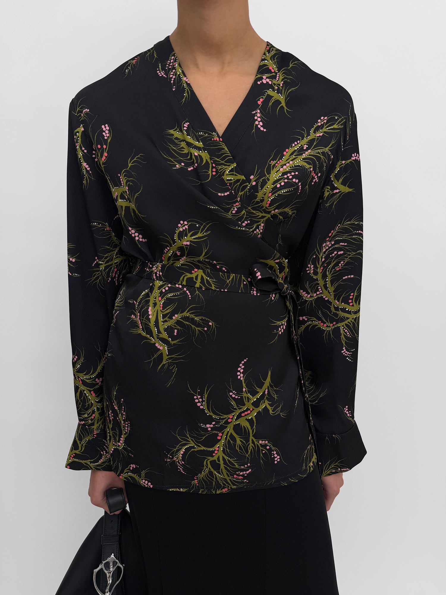 The Palmer wrap blouse in Seaweed