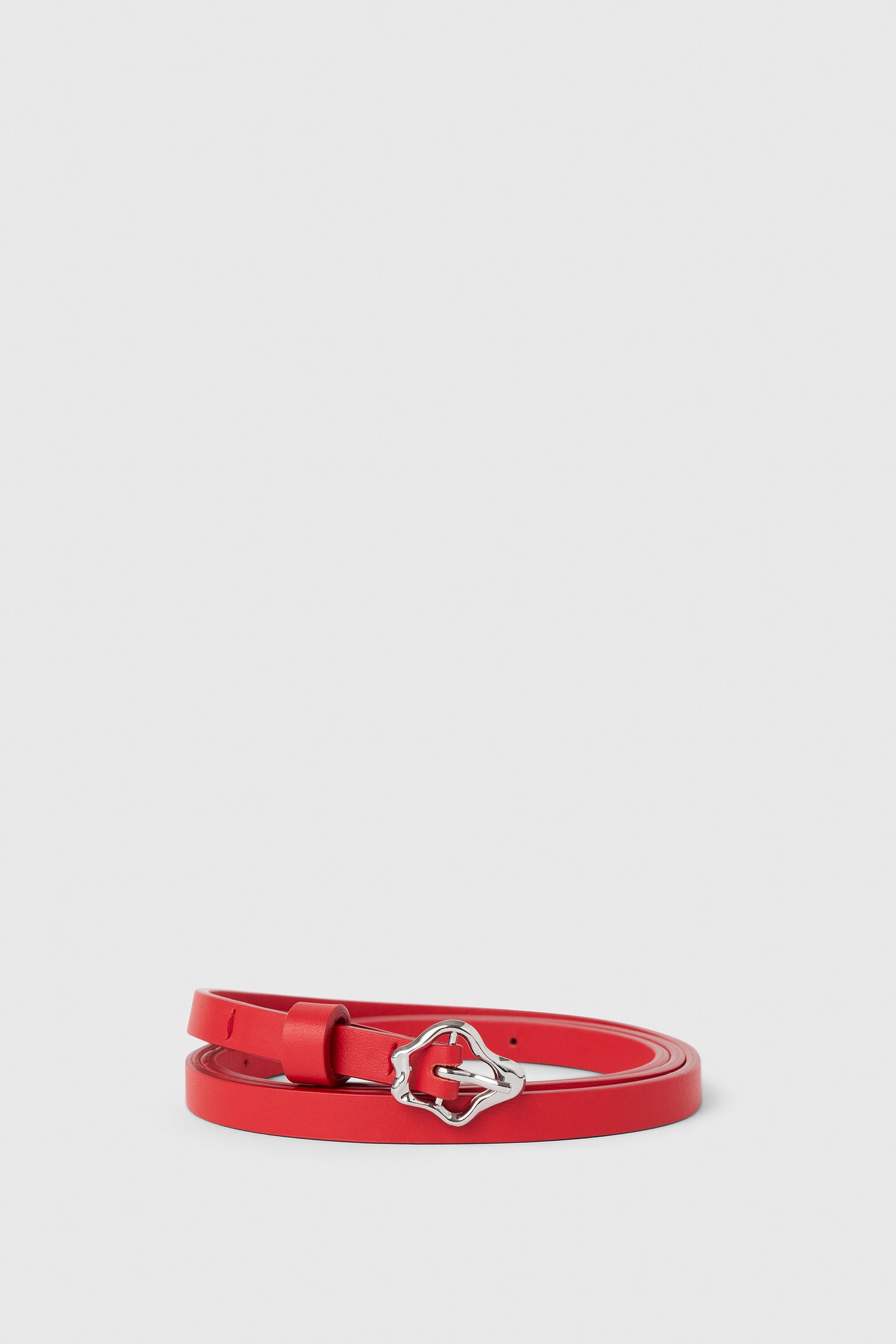 Small coral leather belt