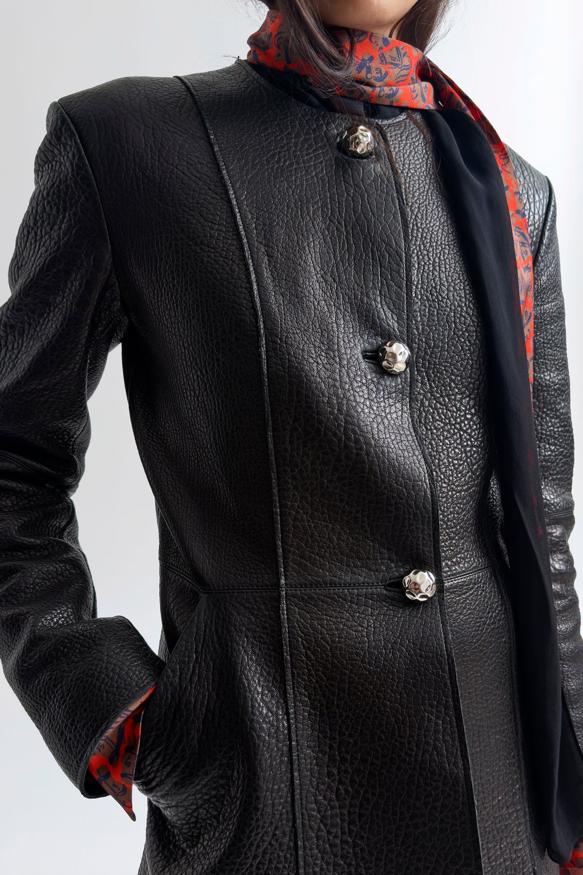 The Suzy cinched pebble leather jacket