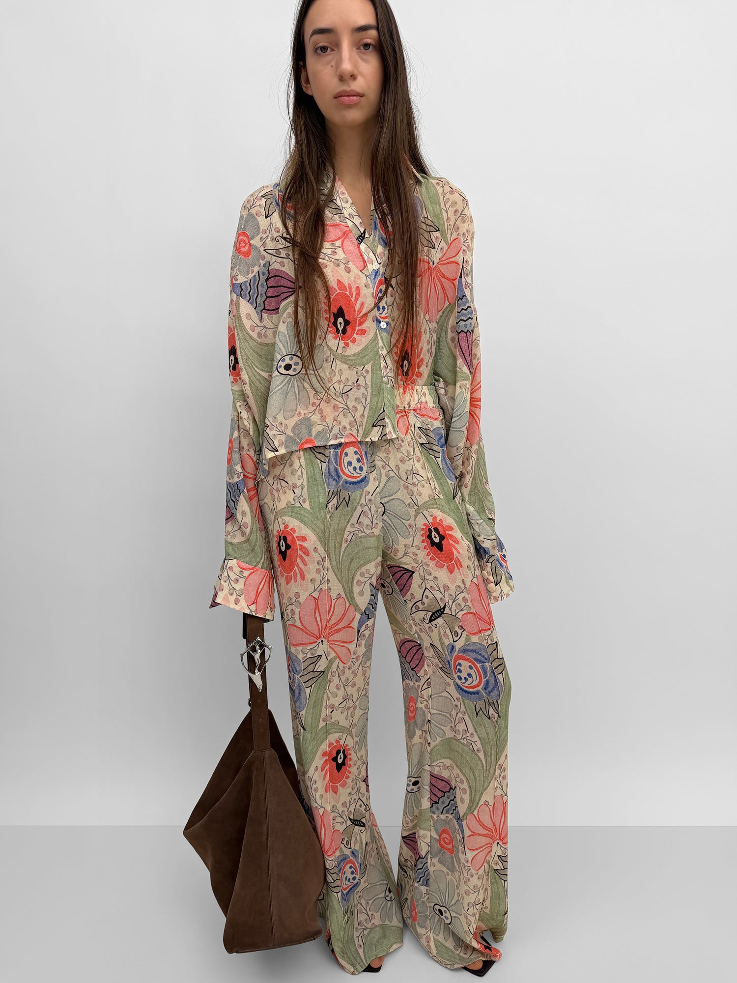 The Taylor plissé cropped shirt in Ducharne