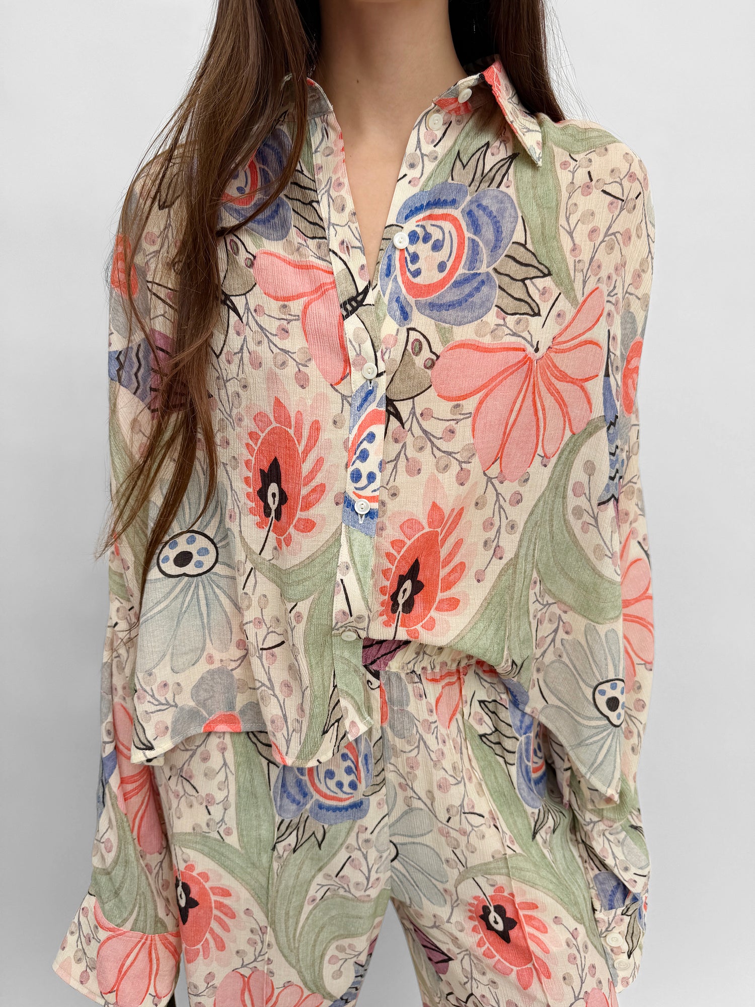 The Taylor plissé cropped shirt in Ducharne