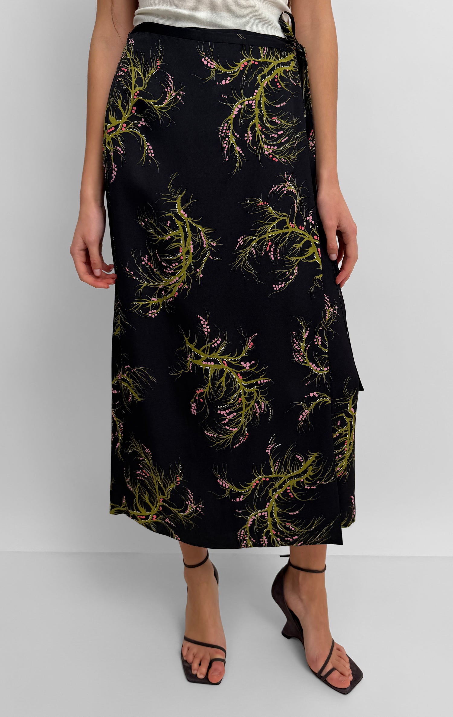 The Verona wrap pencil skirt in Seaweed