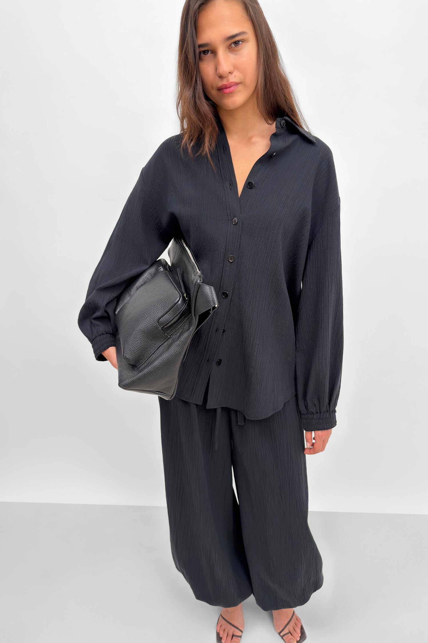 The Yanka plissé tencel cotton shirt
