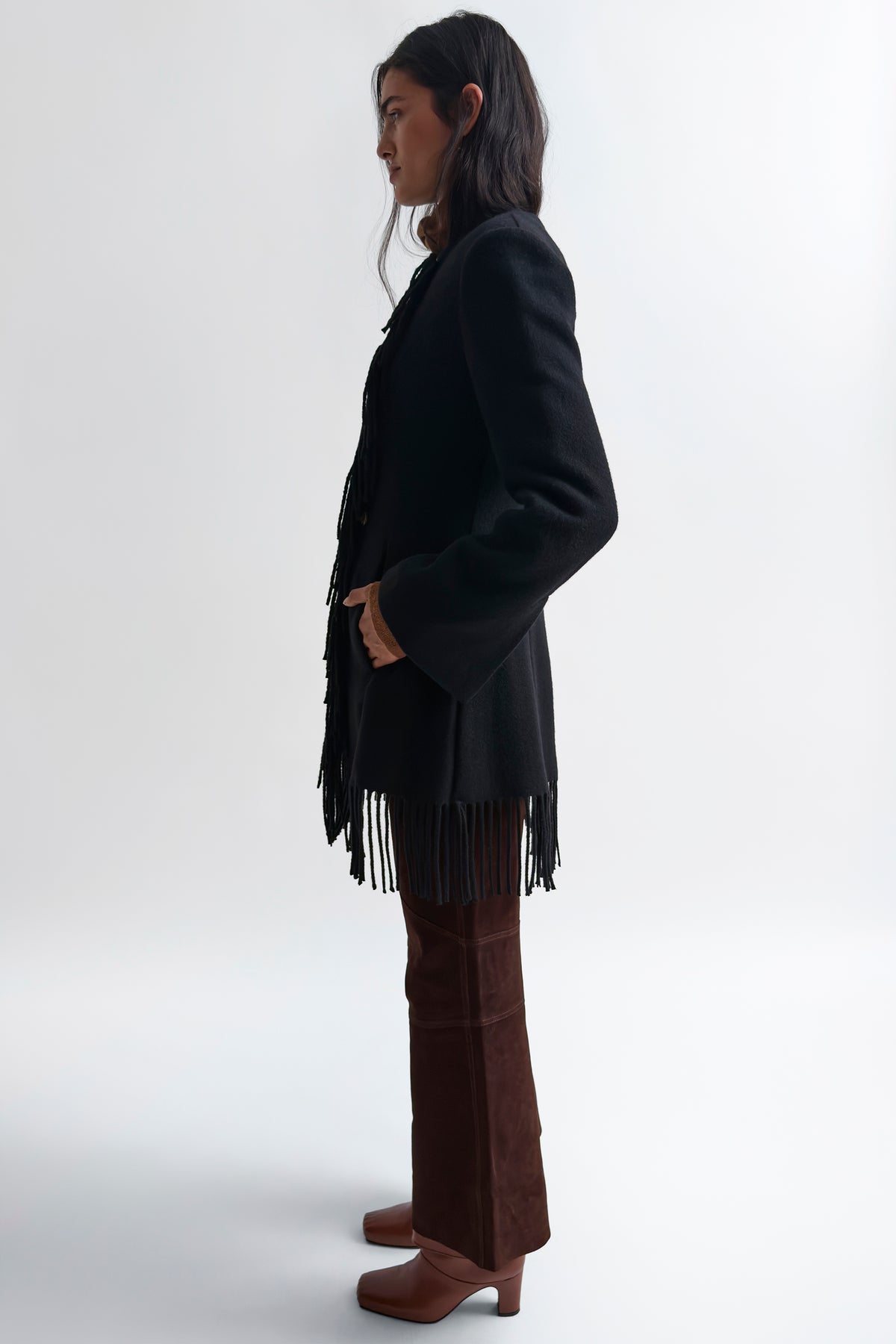 The Youla fringed blanket coat