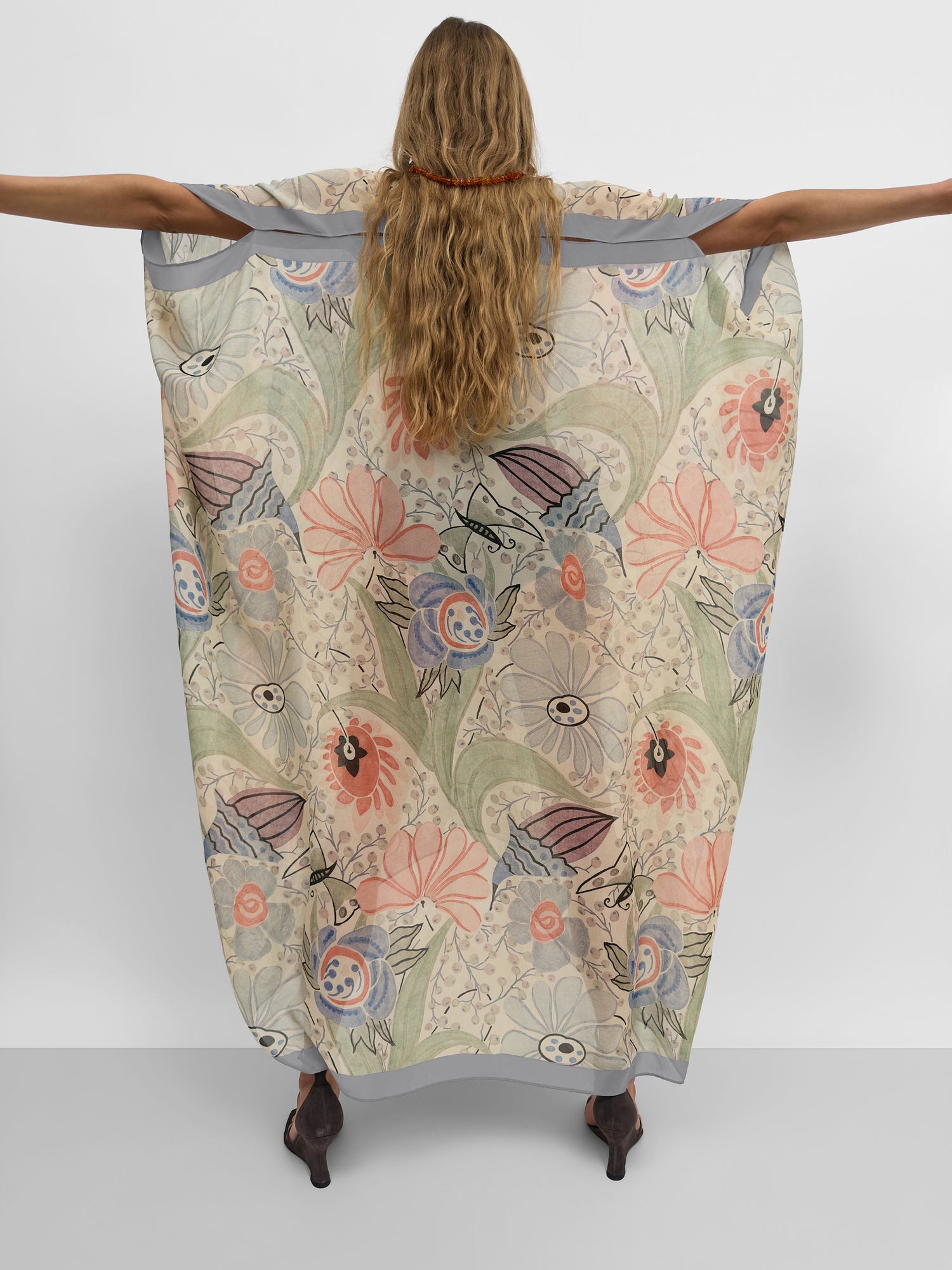 The Agave silk caftan in Ducharne