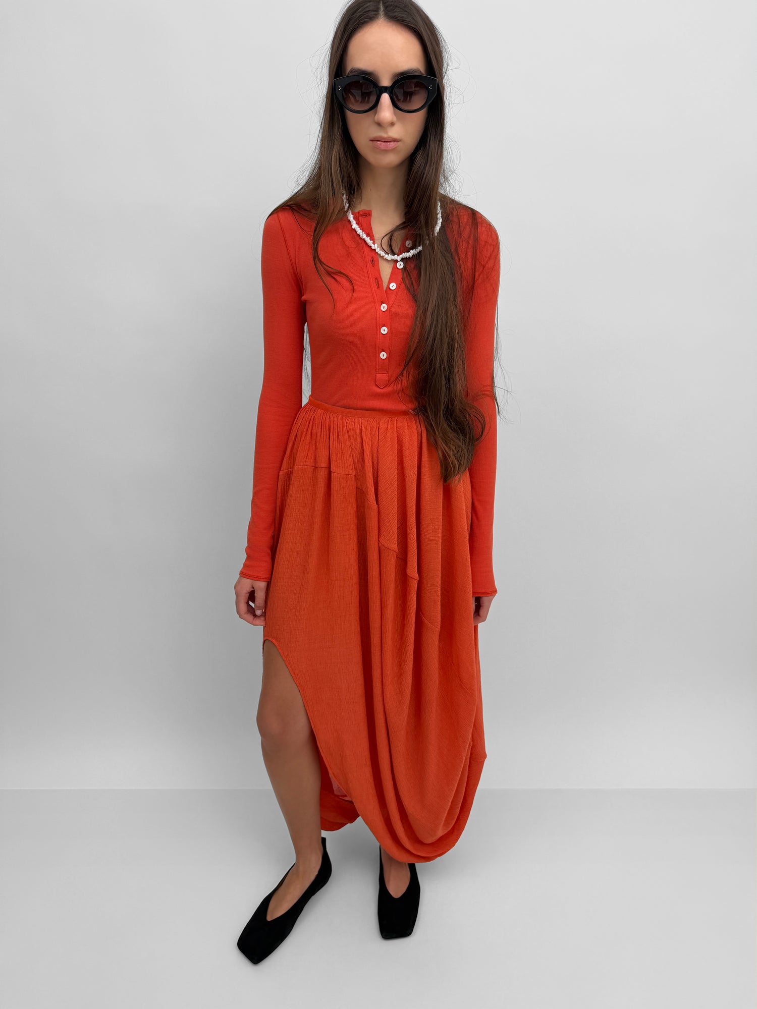 The Cybele Plissé draped balloon skirt