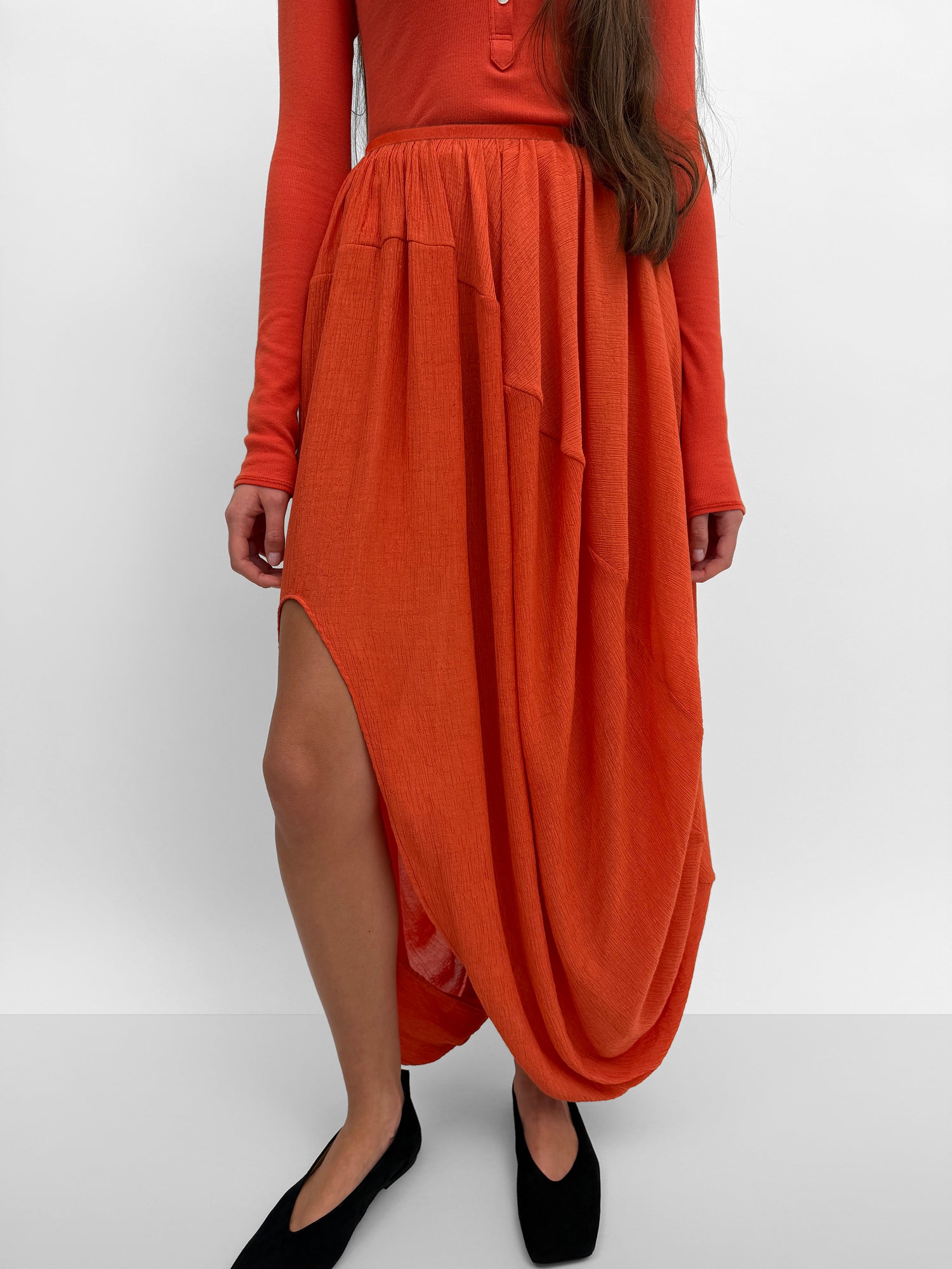 The Cybele Plissé draped balloon skirt