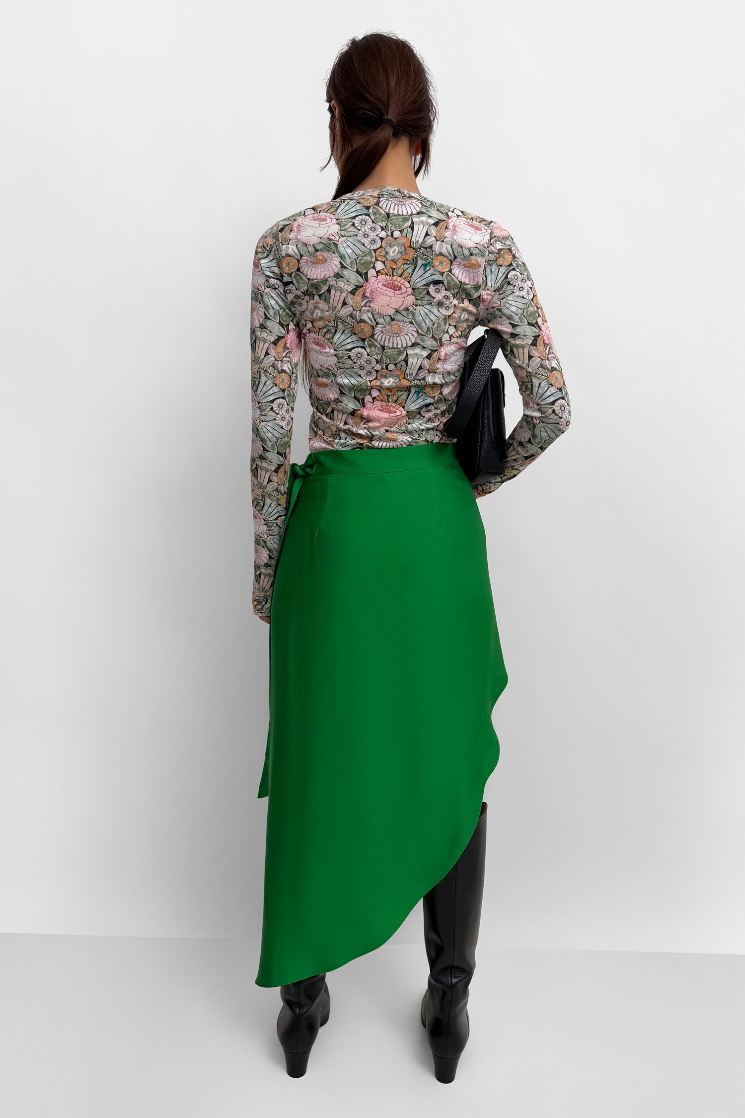 The Haza asymmetric wrap pencil skirt