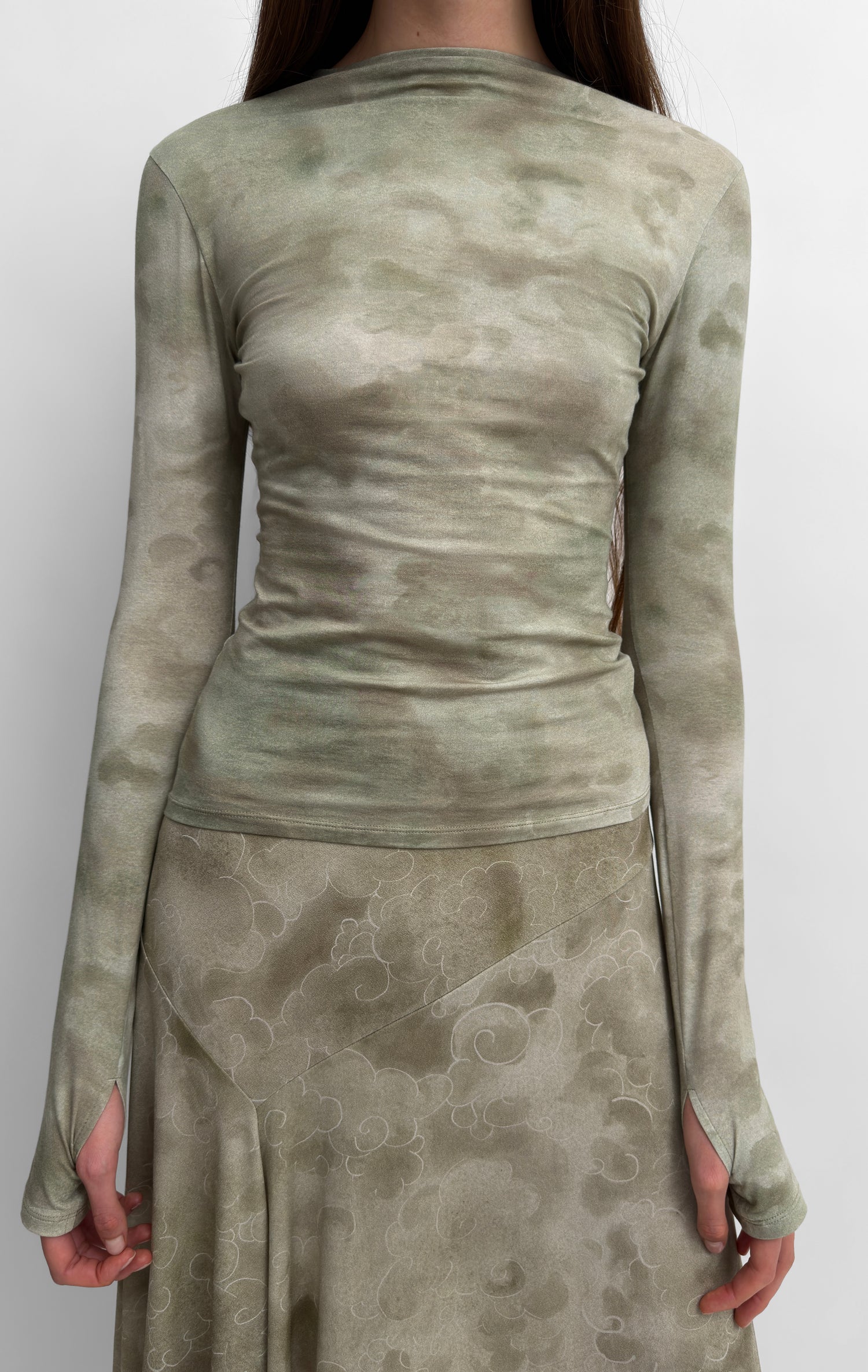 The Karlai long sleeve dance top in Clouds