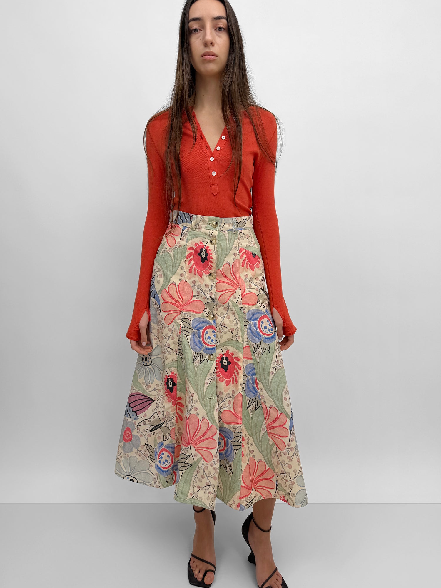 The London mid-calf skirt in print