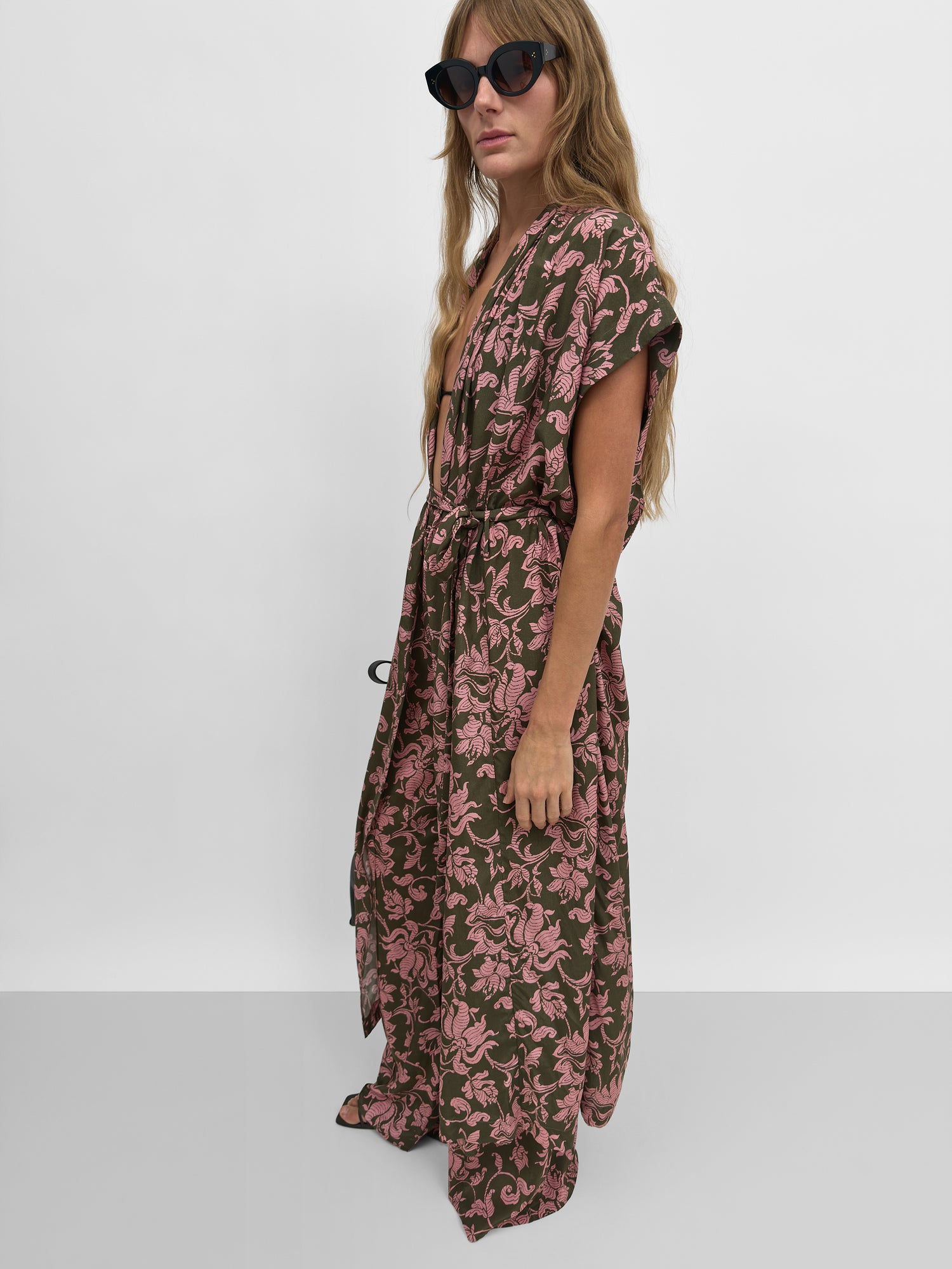 The Olympia wrap caftan dress in French Lily