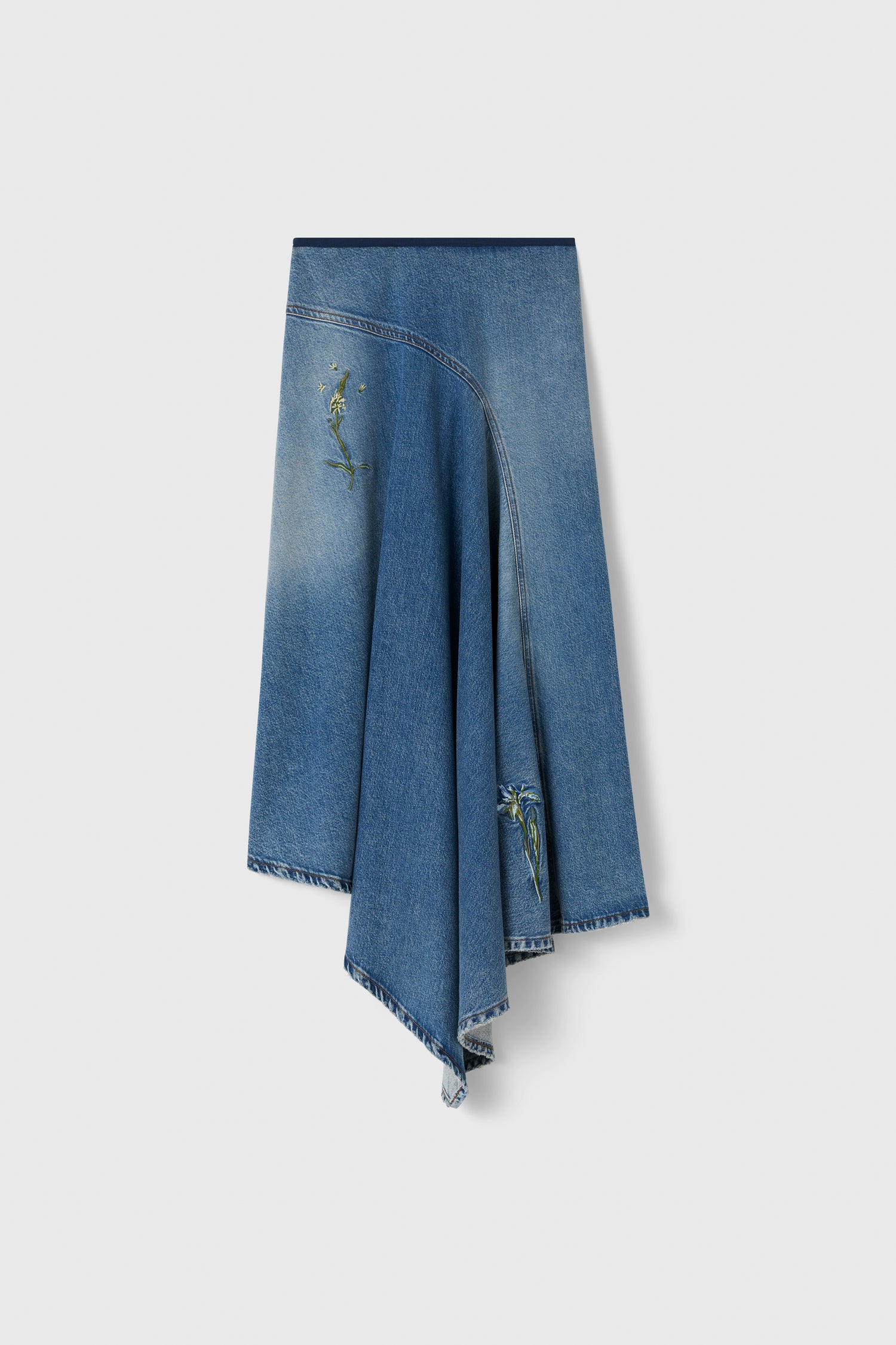 Swoosh embroidery denim skirt