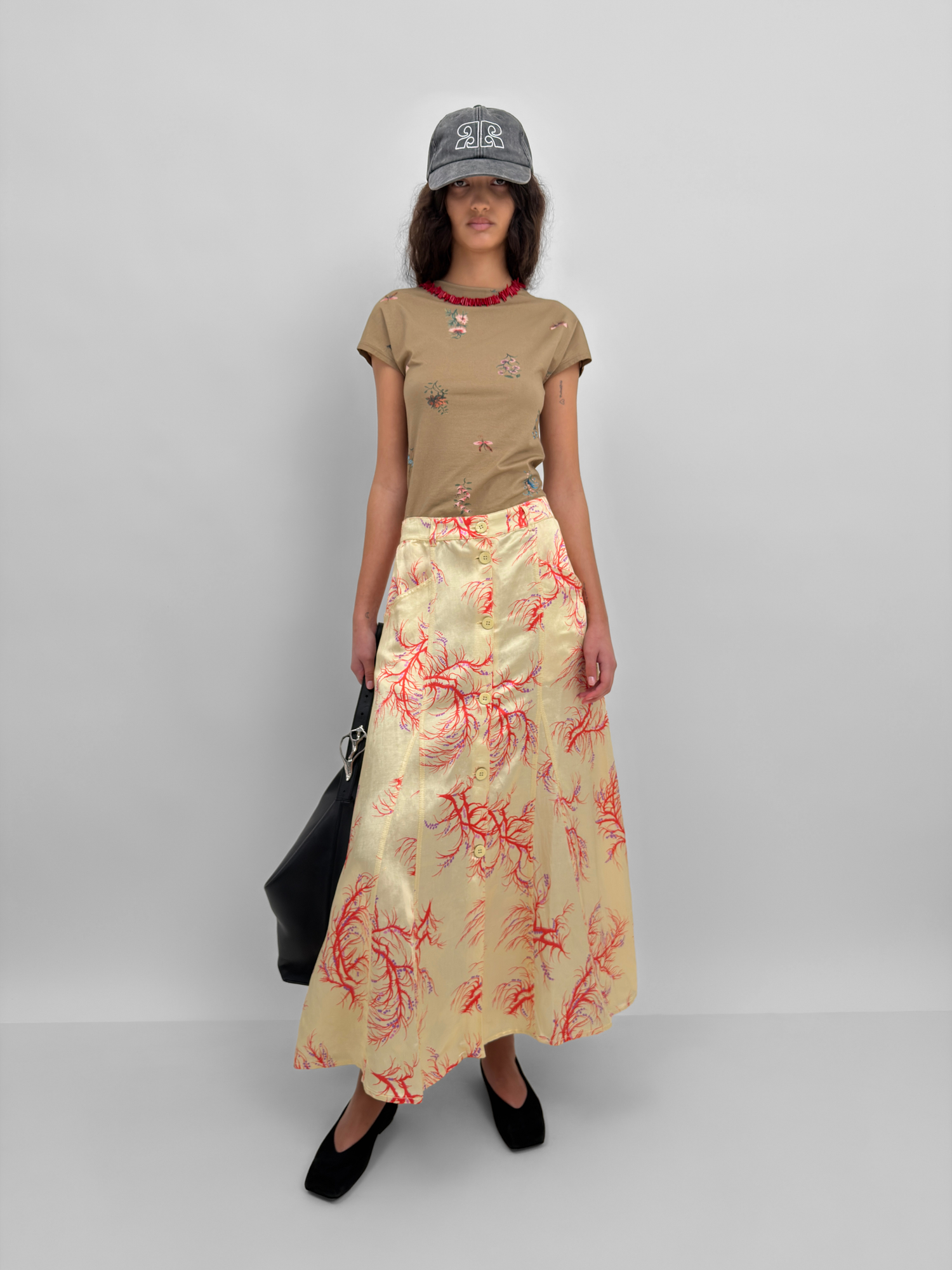 The London mid-calf skirt in Seaweed