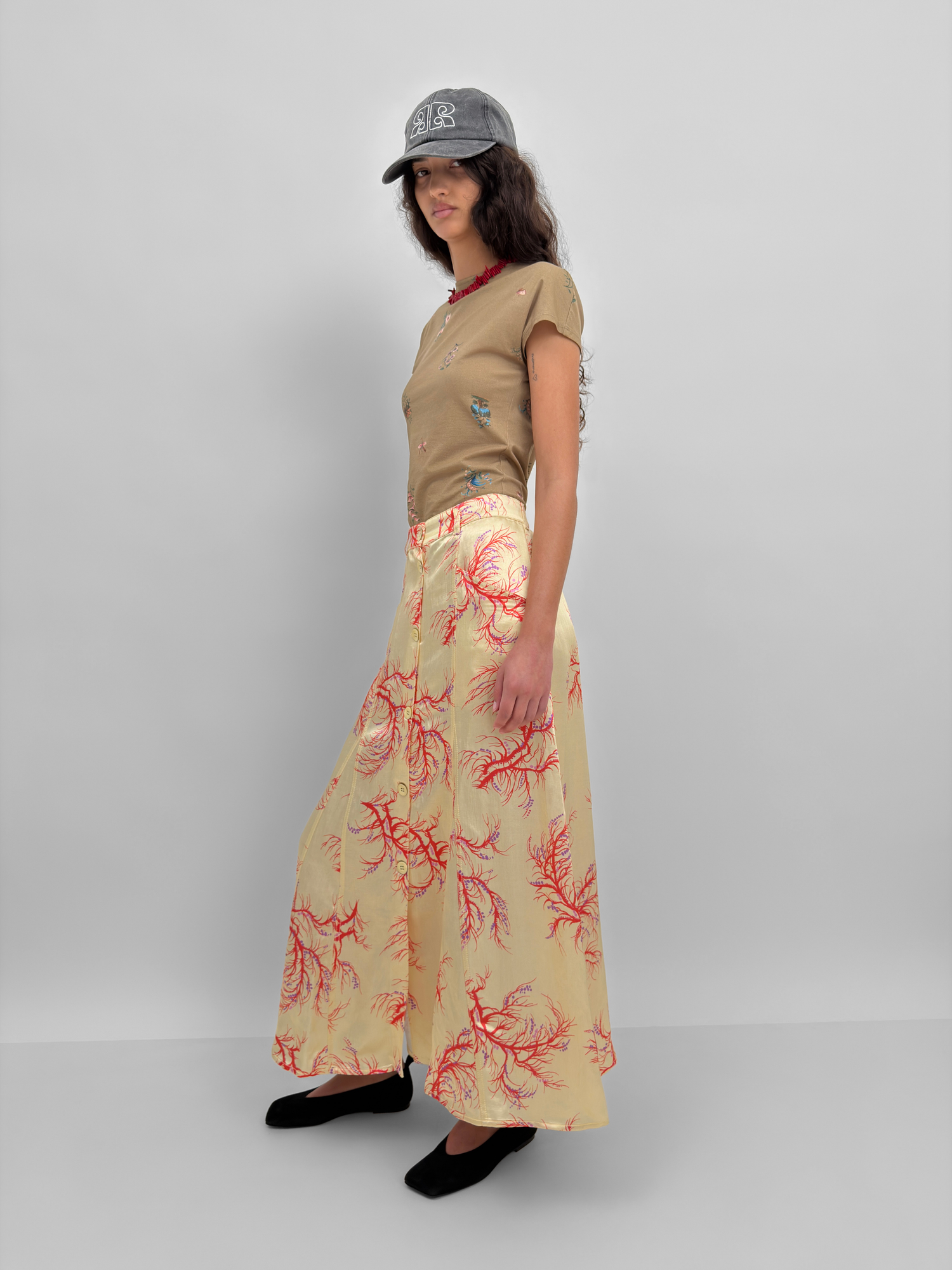 The London mid-calf skirt in Seaweed