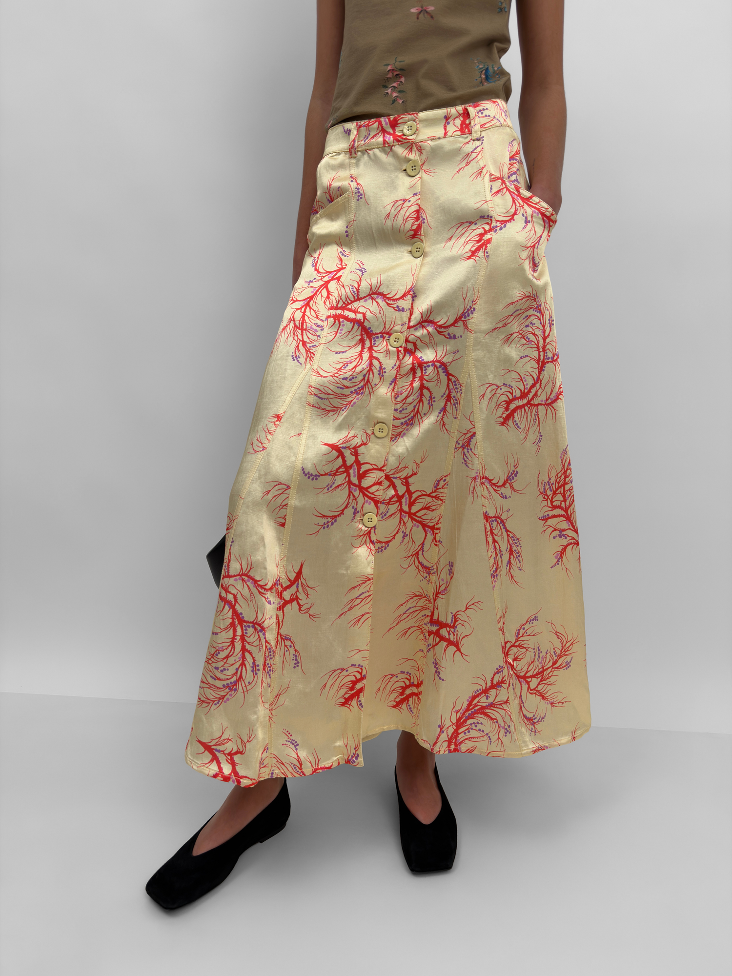 The London mid-calf skirt in Seaweed