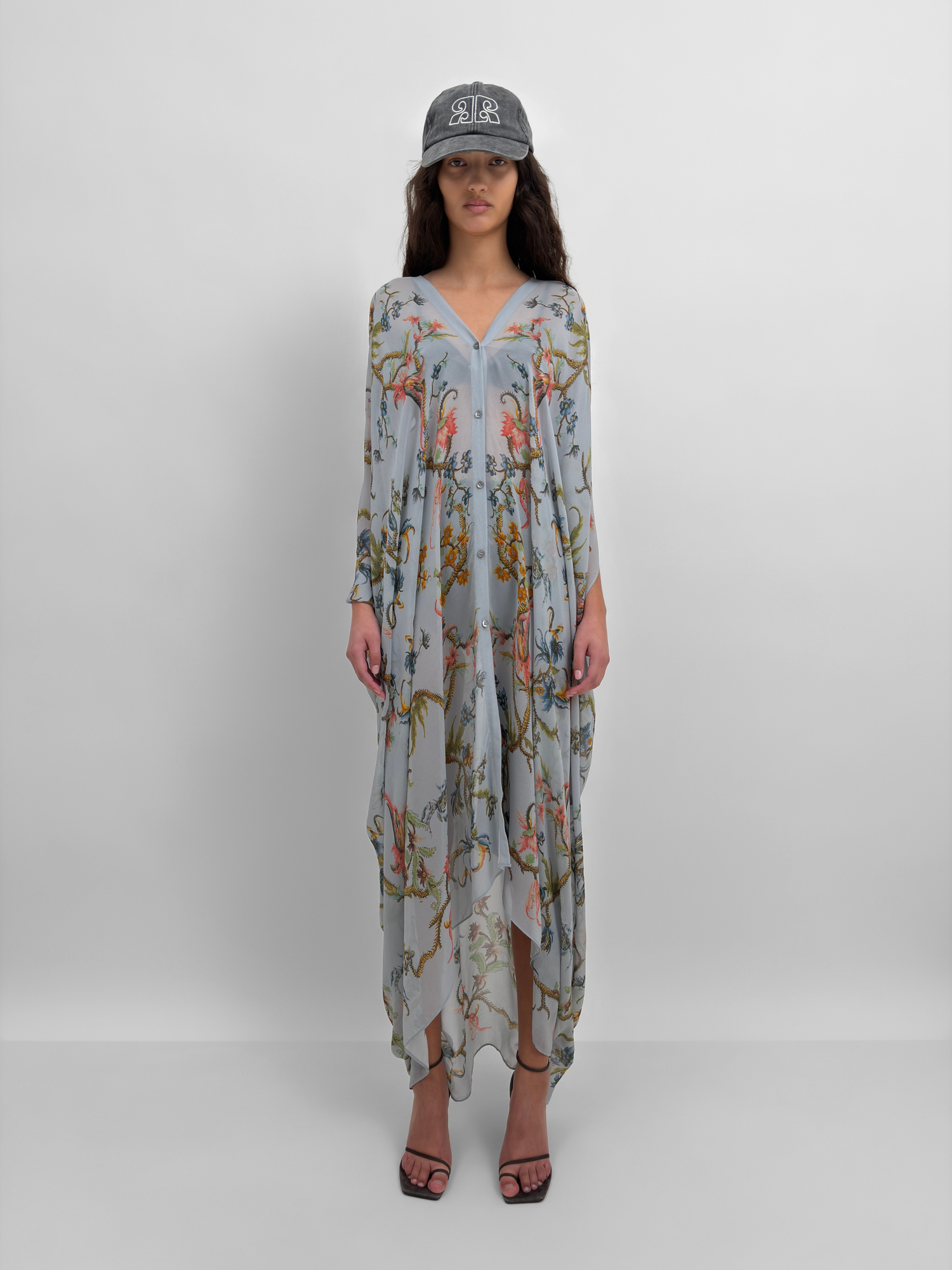 The Agave silk caftan in Trailing