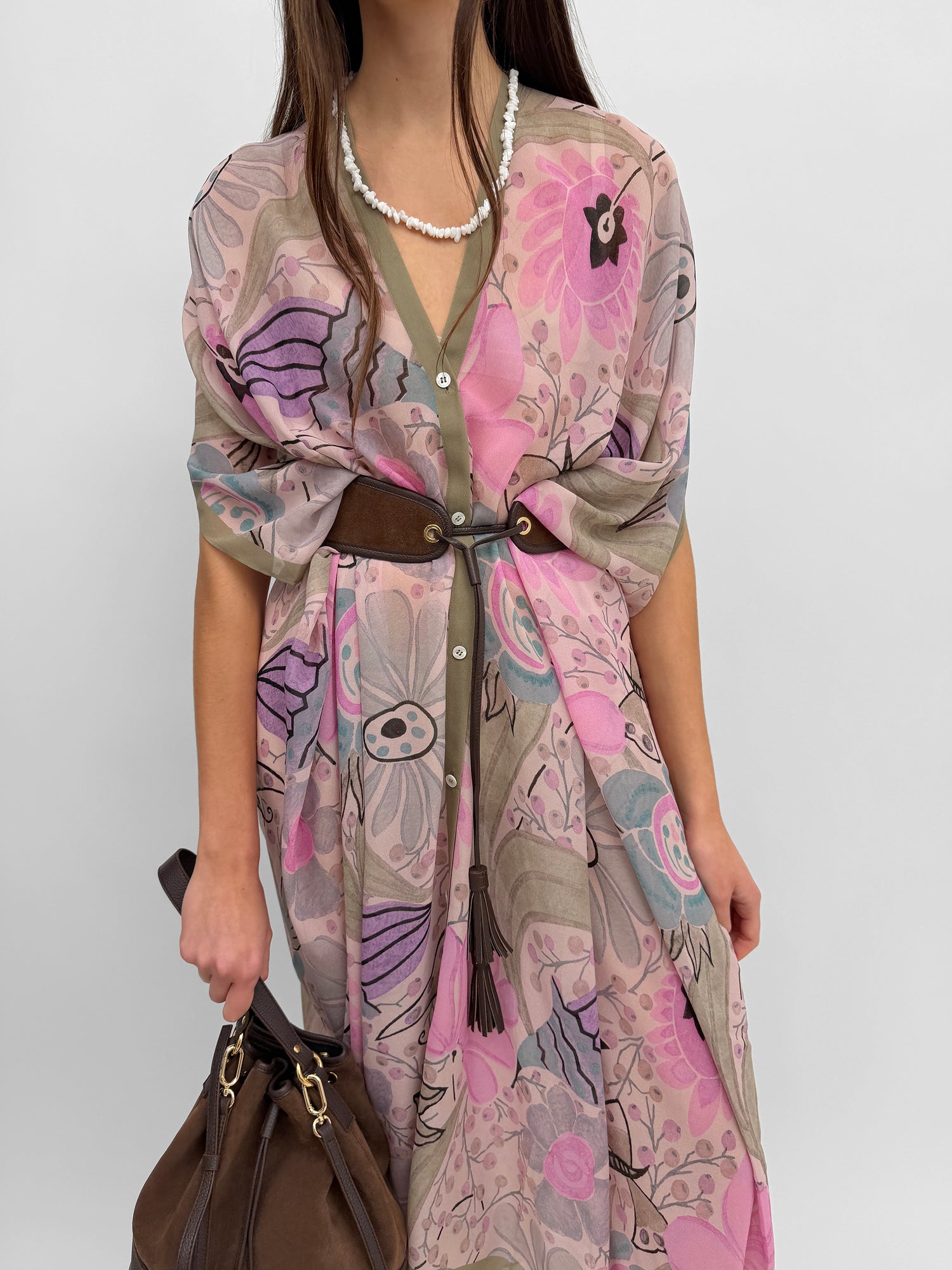The Agave silk caftan in Ducharne