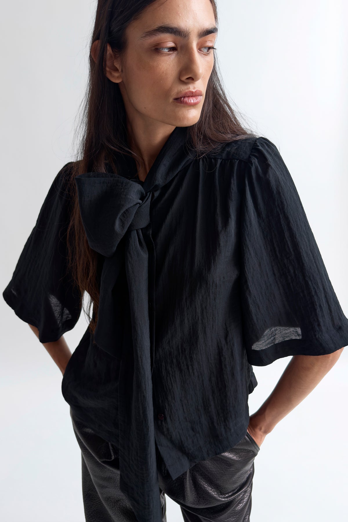 The Anya airy scarf blouse