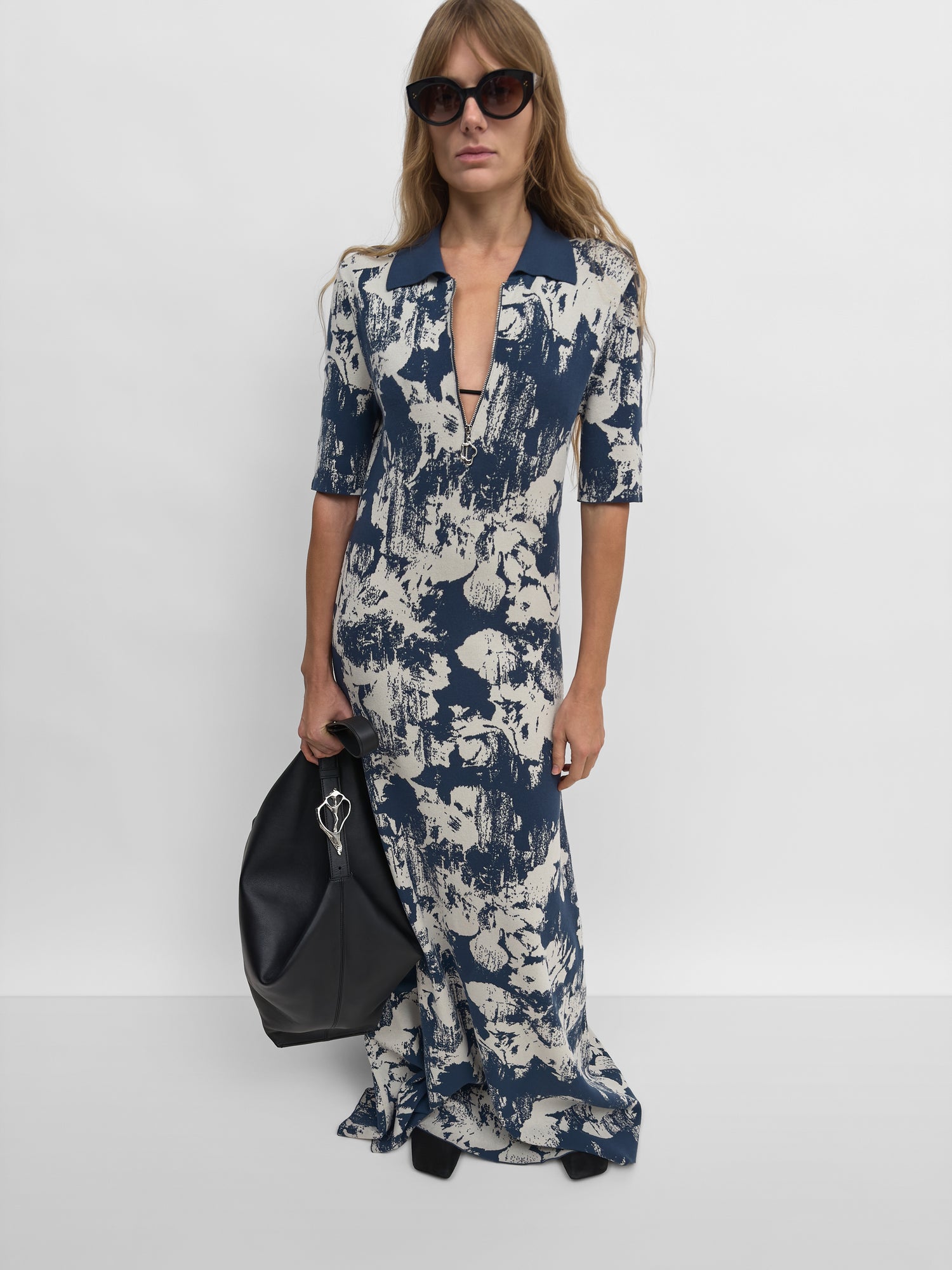 The Clover jacquard knit polo shirtdress