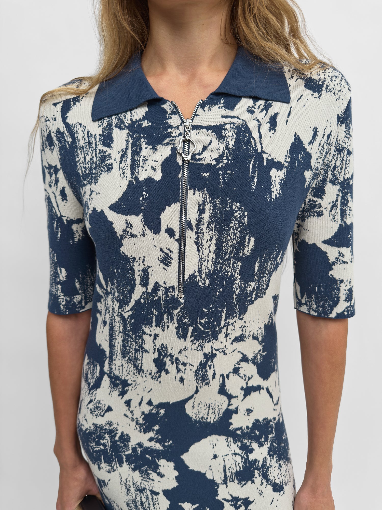 The Clover jacquard knit polo shirtdress