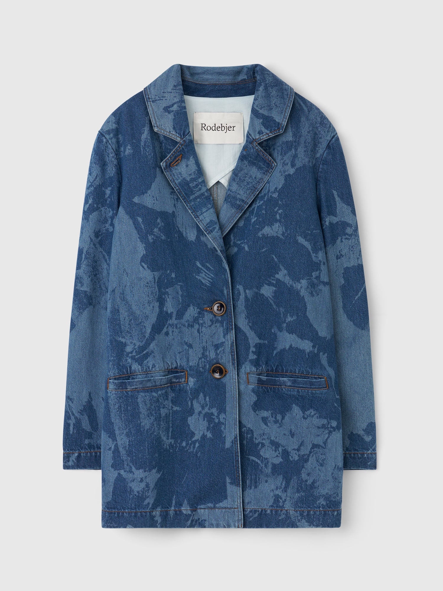 The Delphi print denim blazer