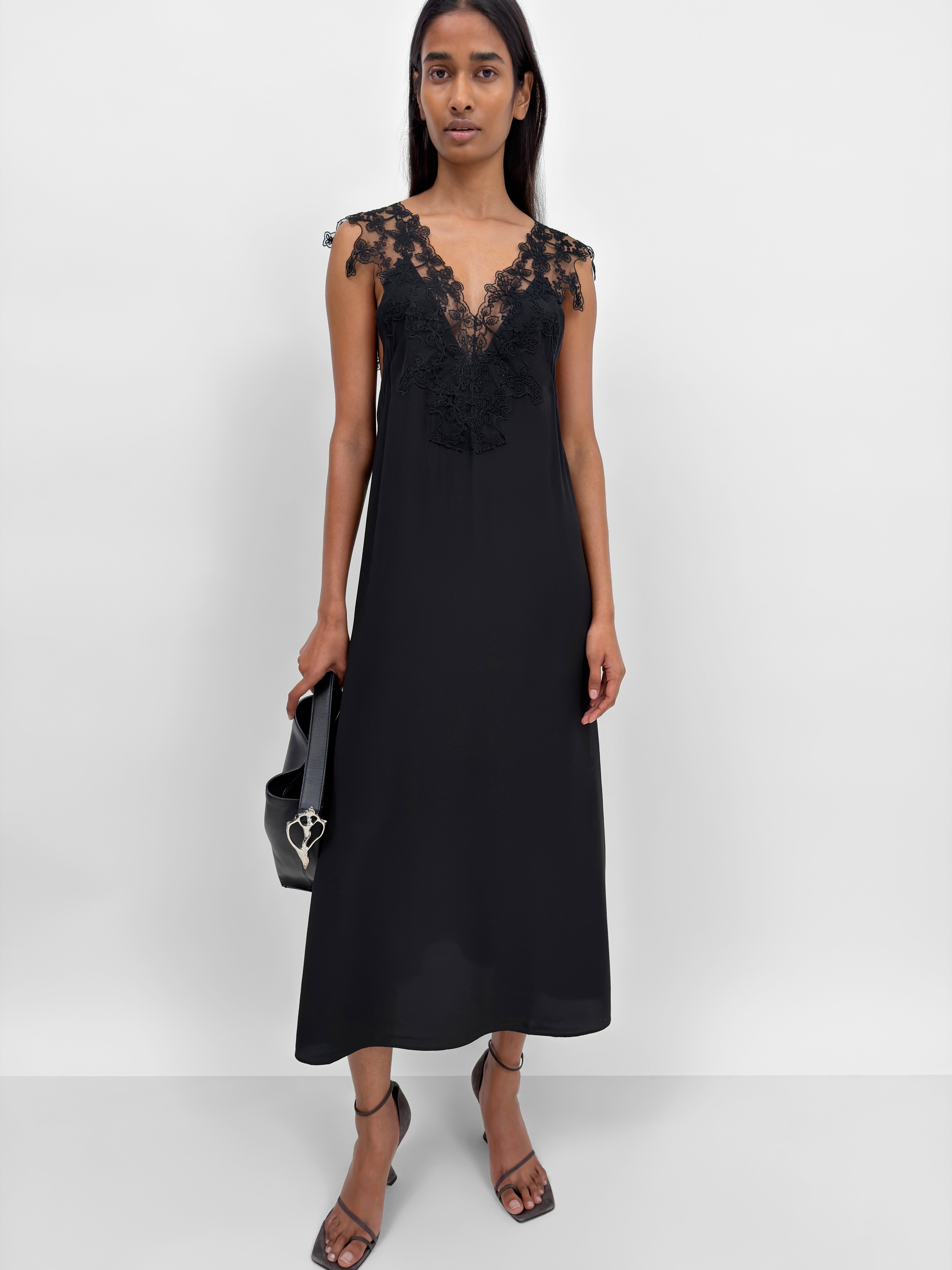 The Delta silk blend lace-trimmed slip dress | Rodebjer.com