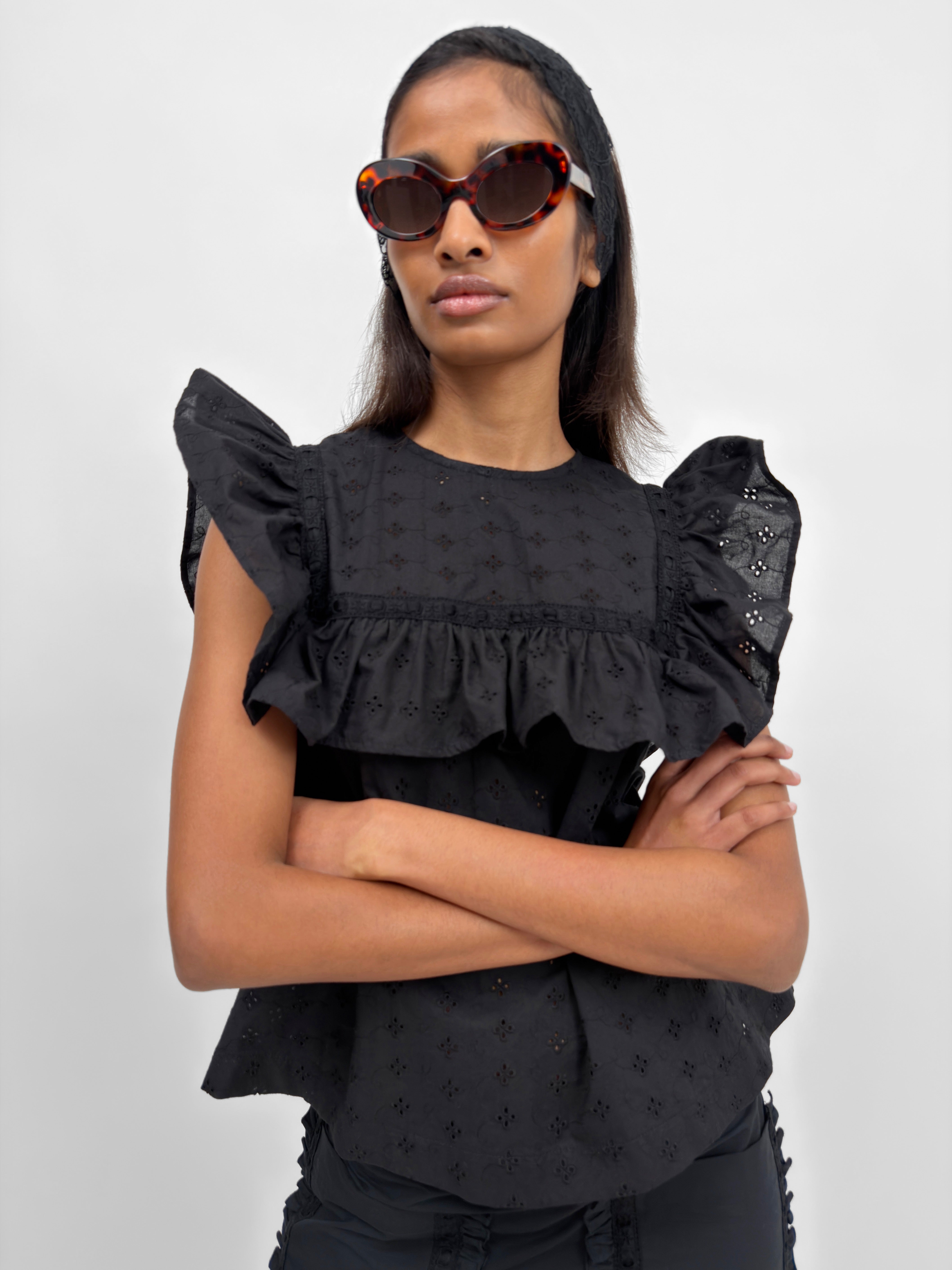 The Enid frill-trimmed top | Rodebjer.com