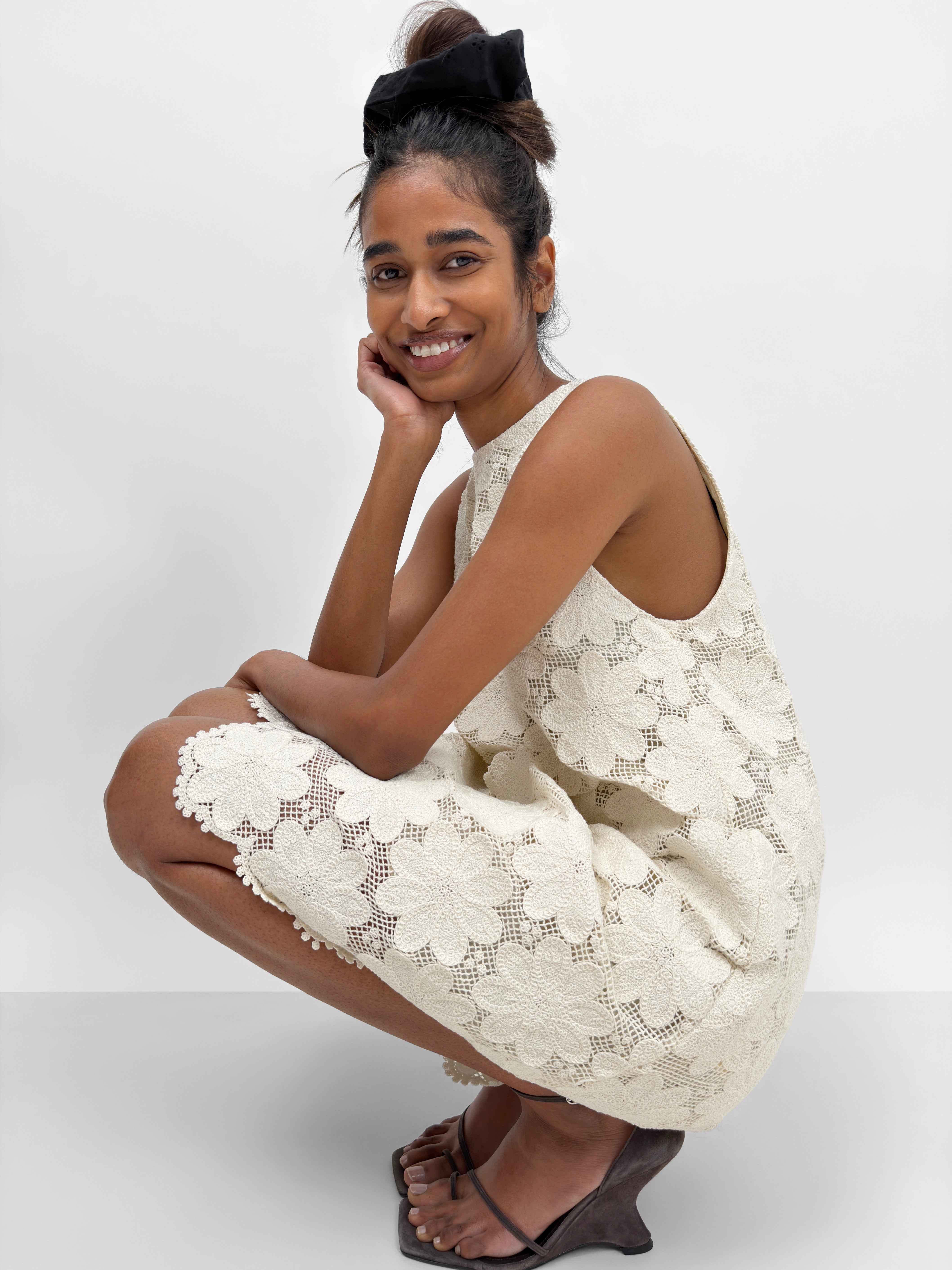 The Ingela crafted crochet shift dress | Rodebjer.com