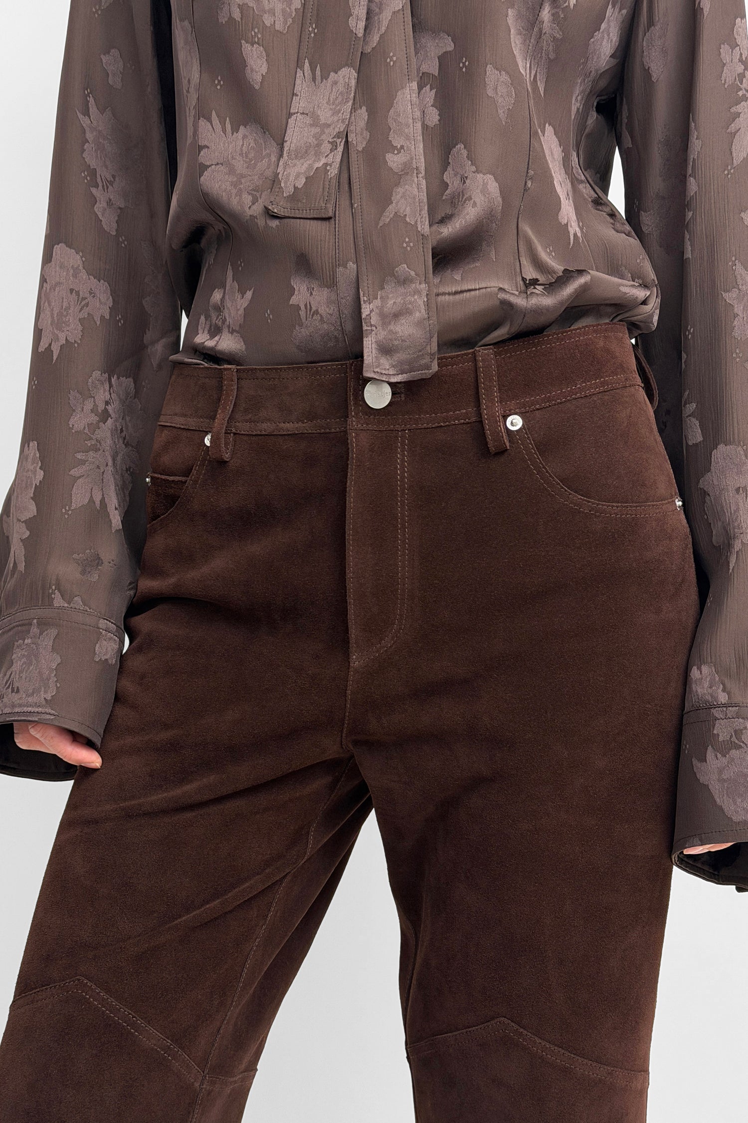 The Joon suede kickflare pant